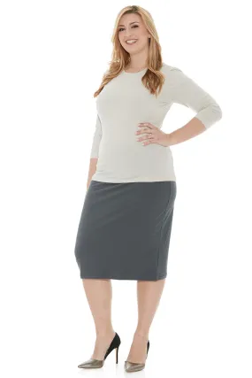 Iron Grey Plus Size Cotton Below Knee Length Pencil Skirt 'Dallas'