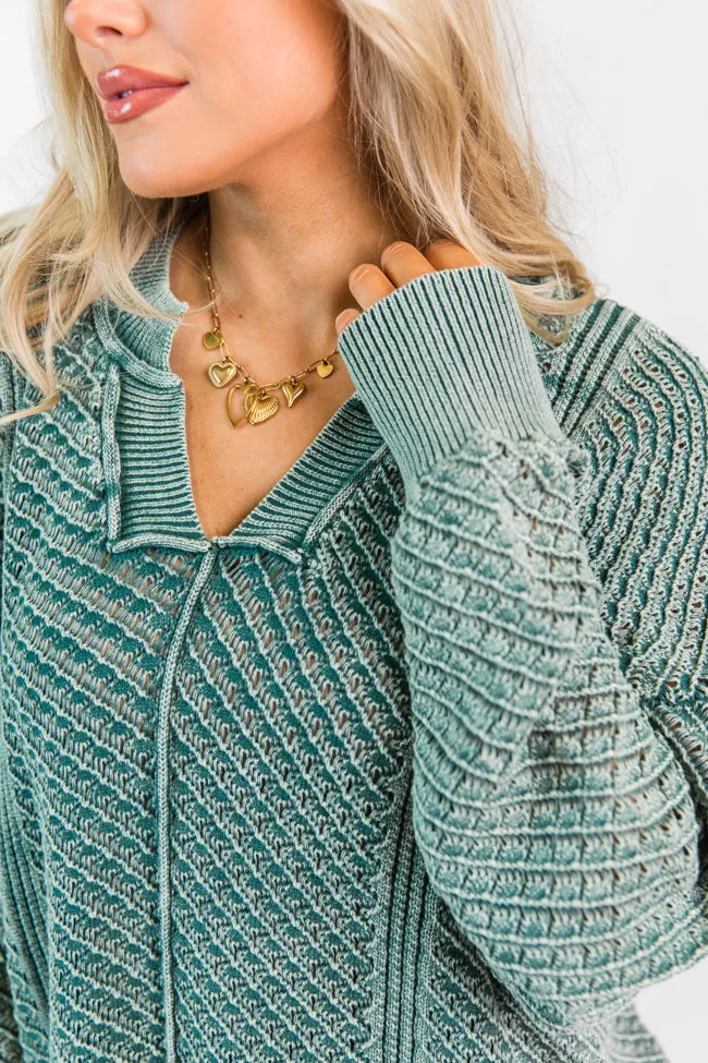 It's Too Easy Olive Acid Wash Sweater