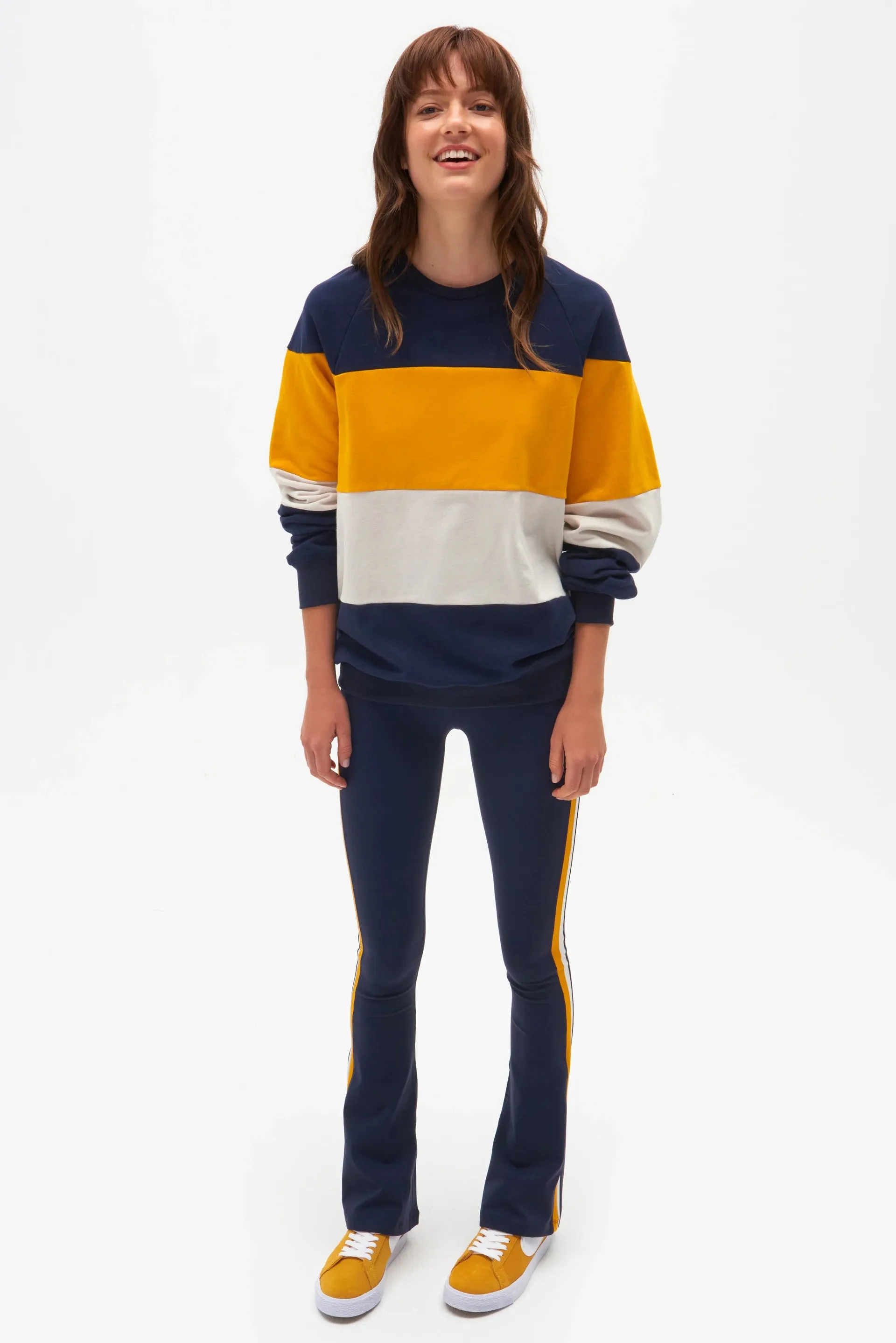 Jill French Terry Sweatshirt, Indigo/Marigold