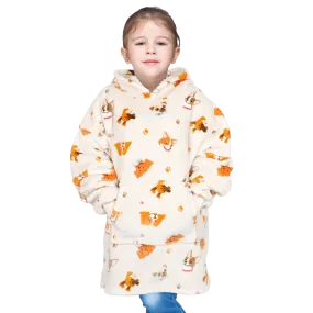 Kids Oversized Hooded Blanket Hoodie Sherpa Fur Fleece Dogs Pattern Ultra Soft Cozy Loungewear for Boys and Girls Aged 8-15 by Daisy Dreamer