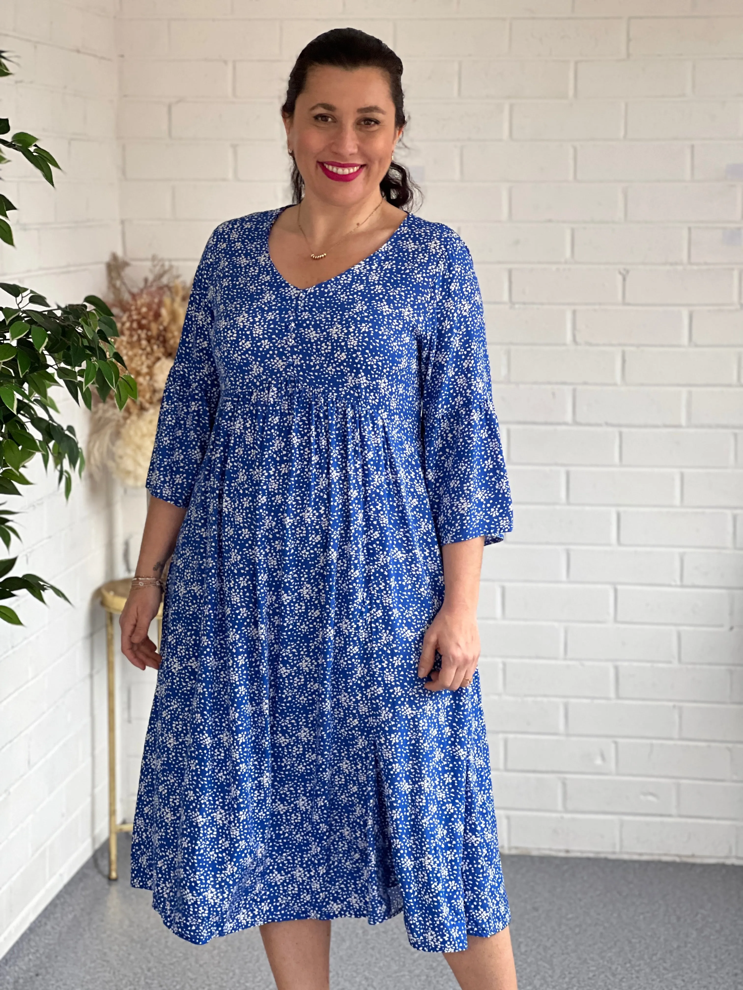 Kora Blue Spot Dress