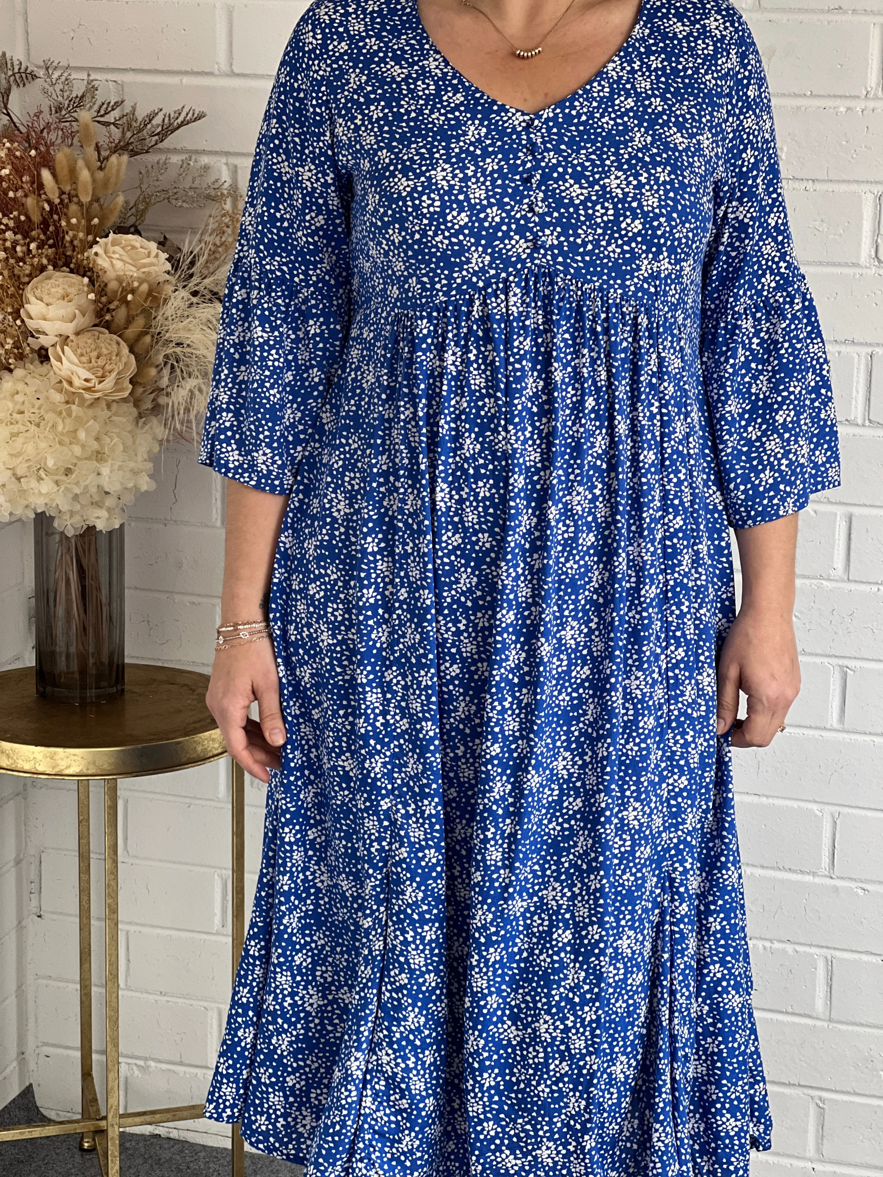 Kora Blue Spot Dress