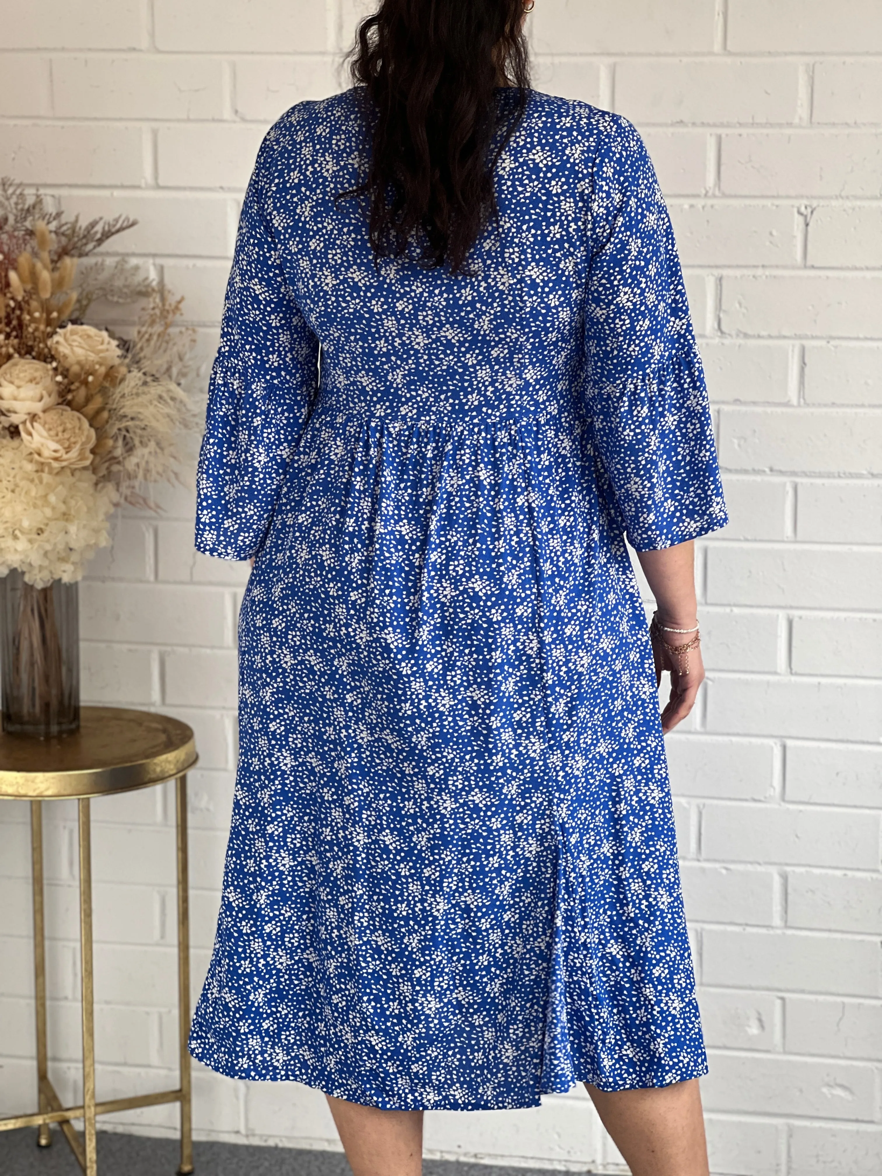 Kora Blue Spot Dress