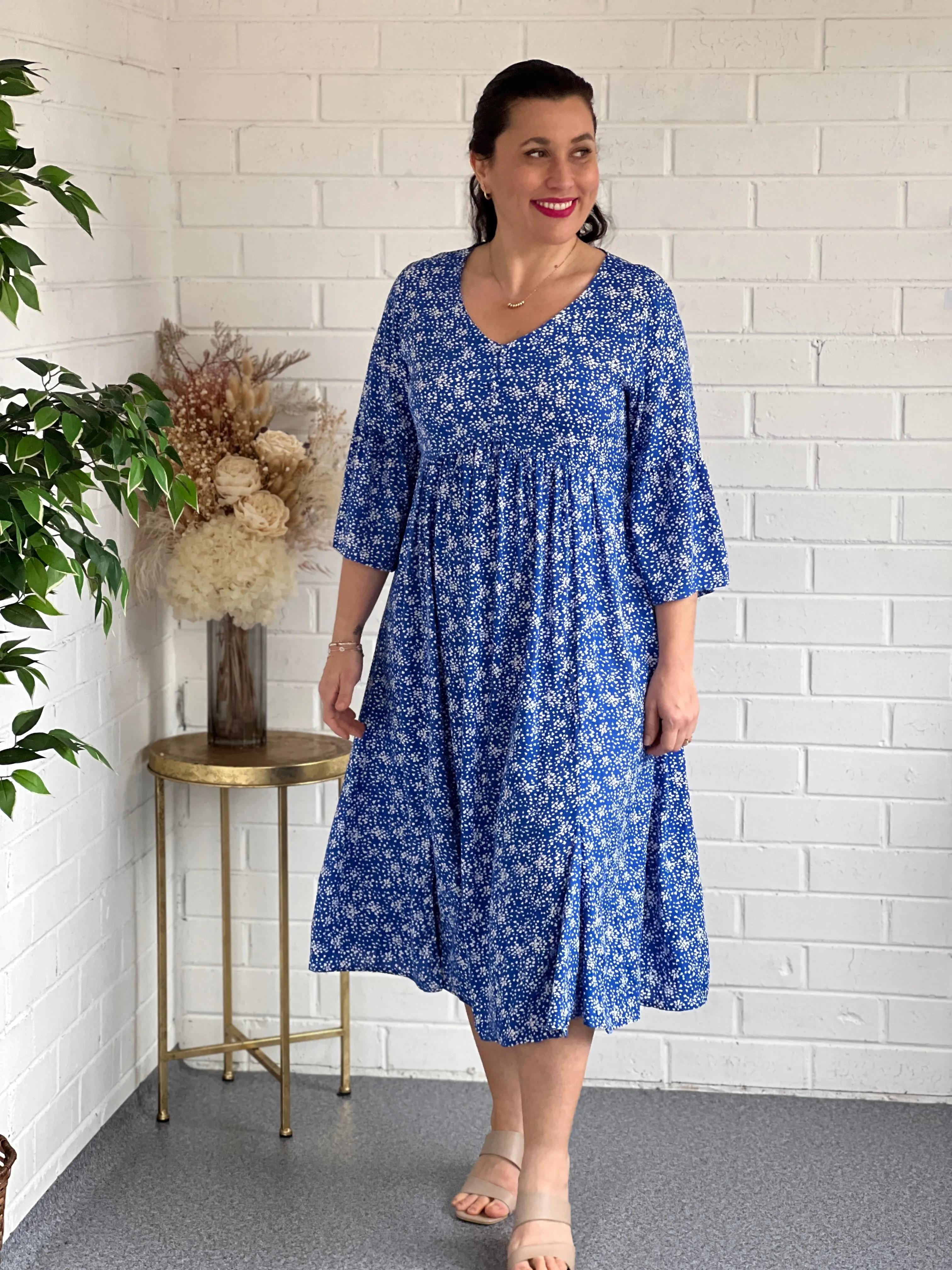 Kora Blue Spot Dress