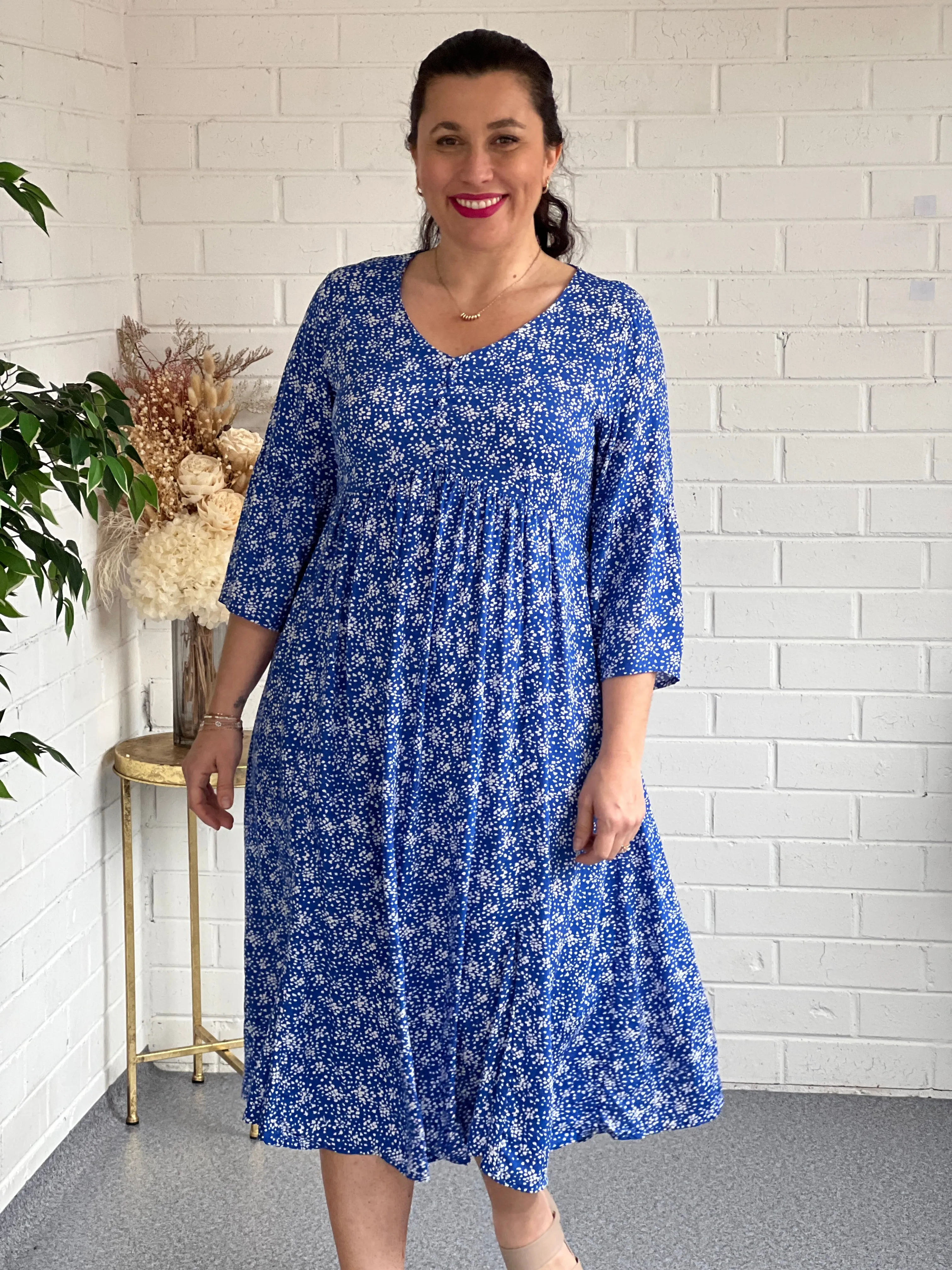 Kora Blue Spot Dress