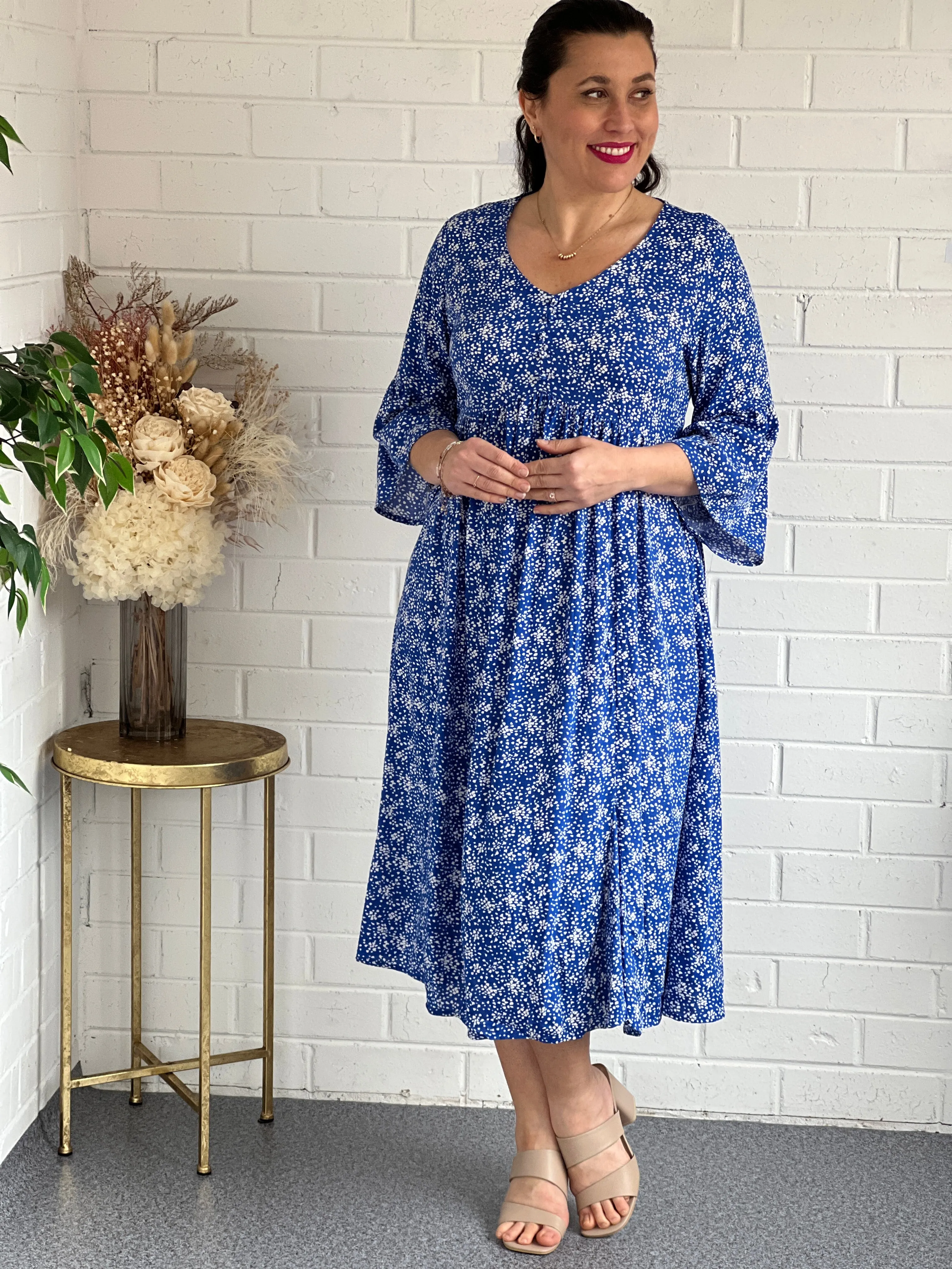 Kora Blue Spot Dress