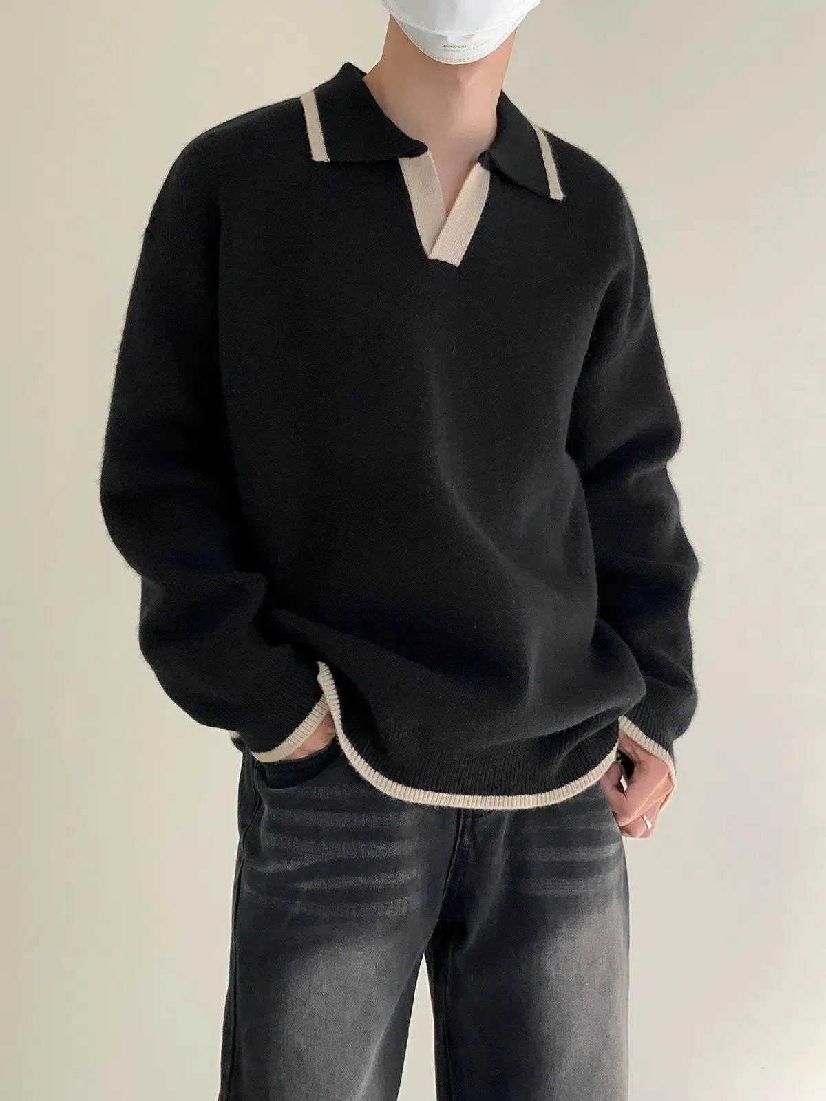 Lapel Collar Polo Sweater