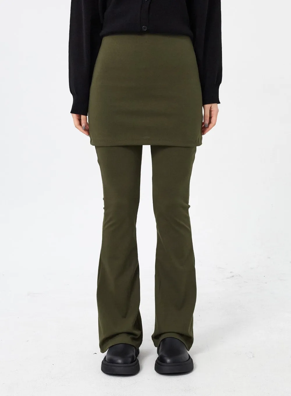 Layered Skirt And Bootcut Pants CM315