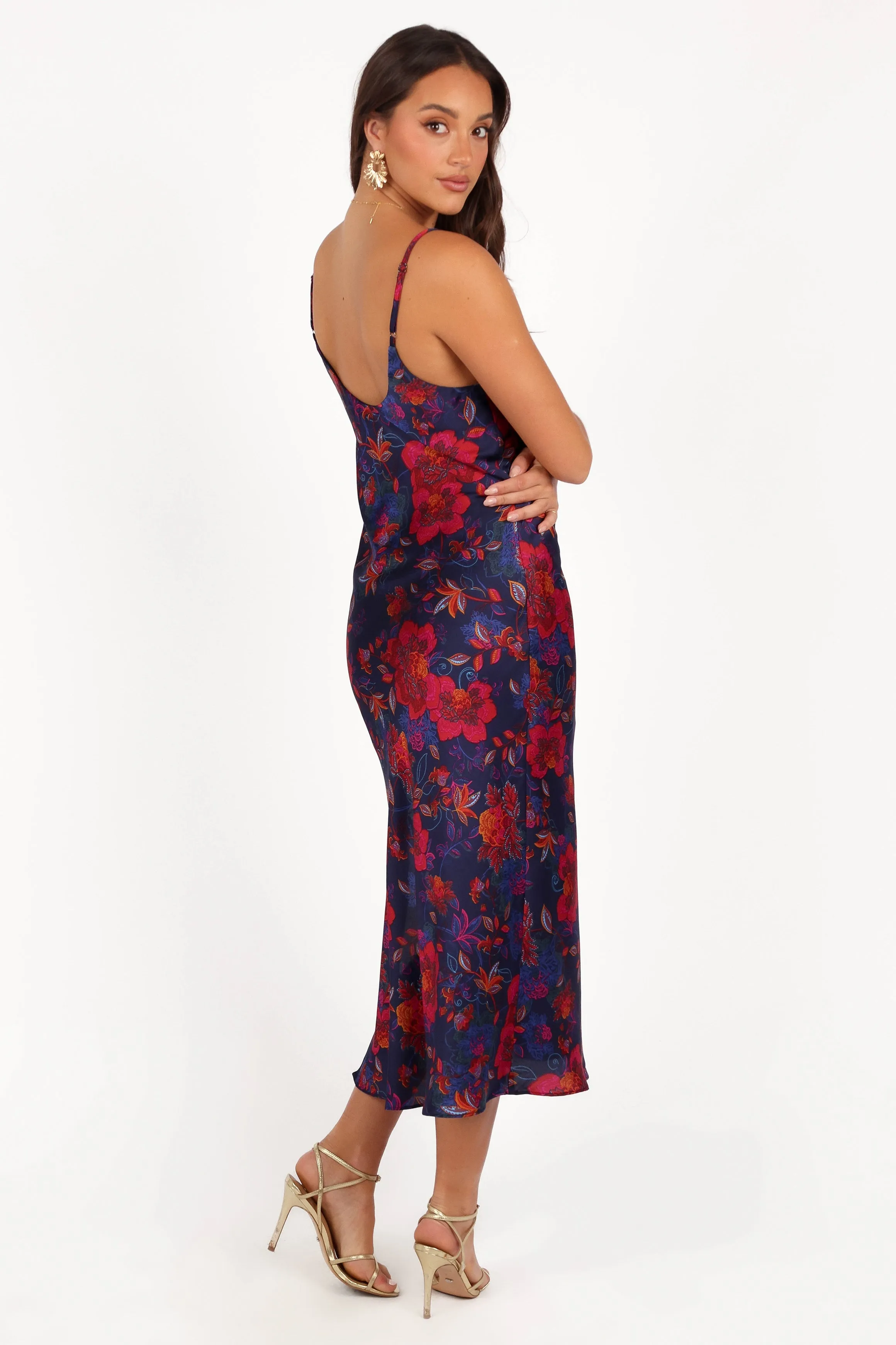 Lenore Midi Dress - Midnight Pomegranate