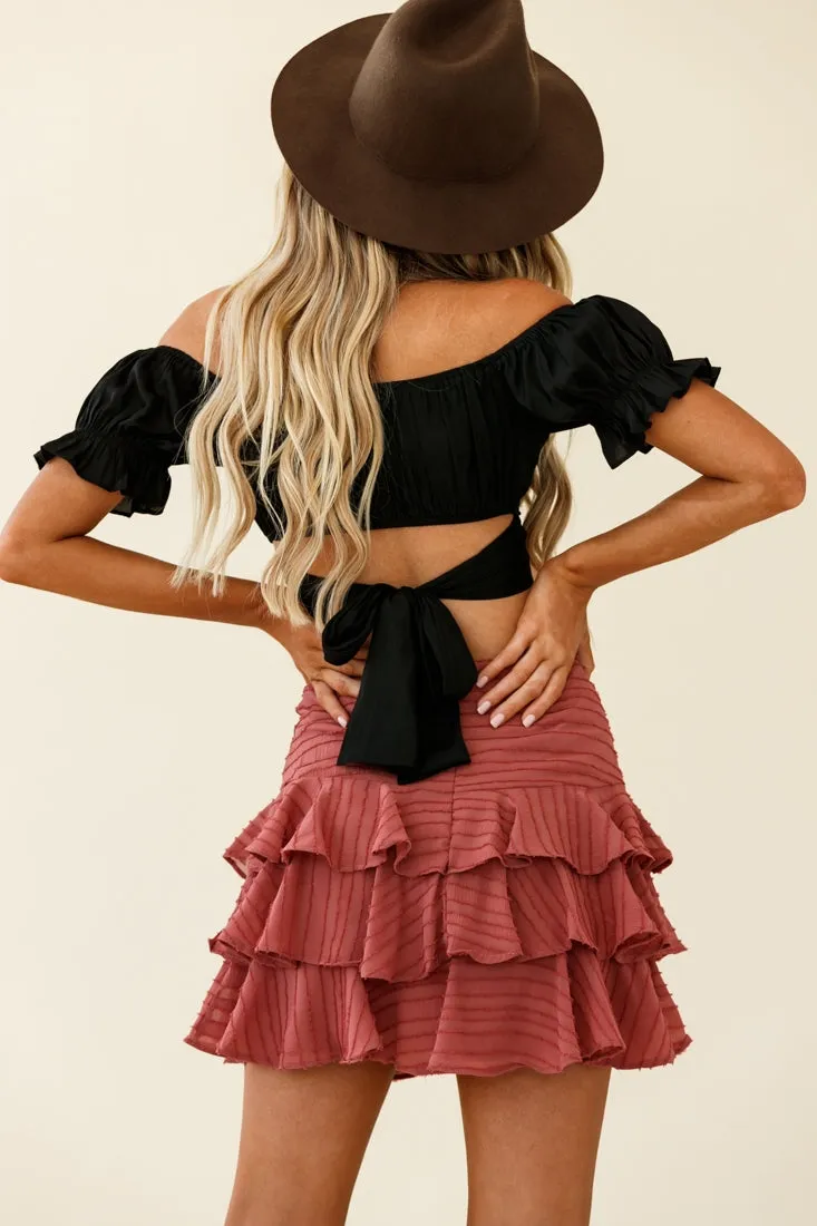 Let Them Eat Cake Triple Ruffle Skirt Rose