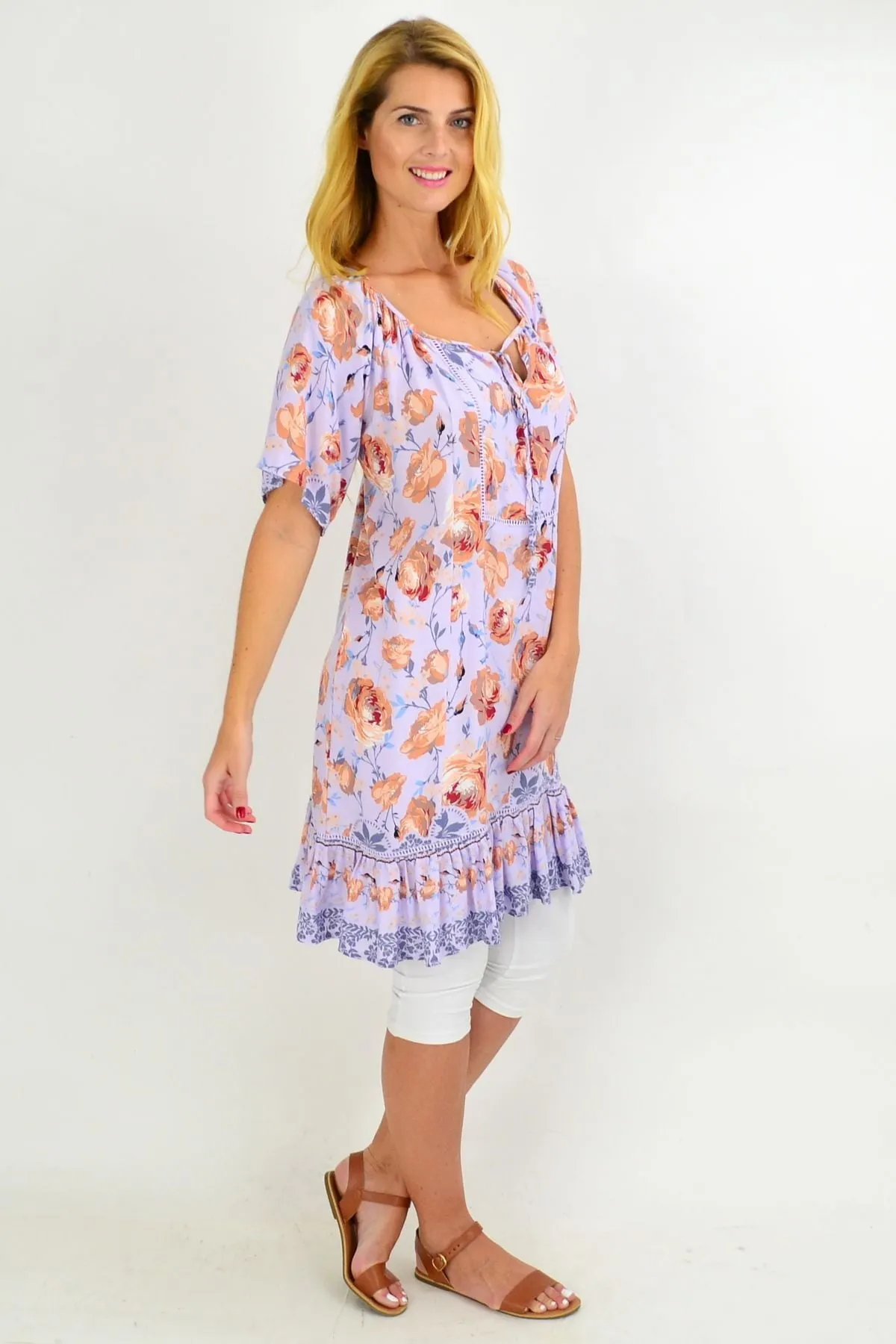 Lilac Rose Flowy Tunic Dress