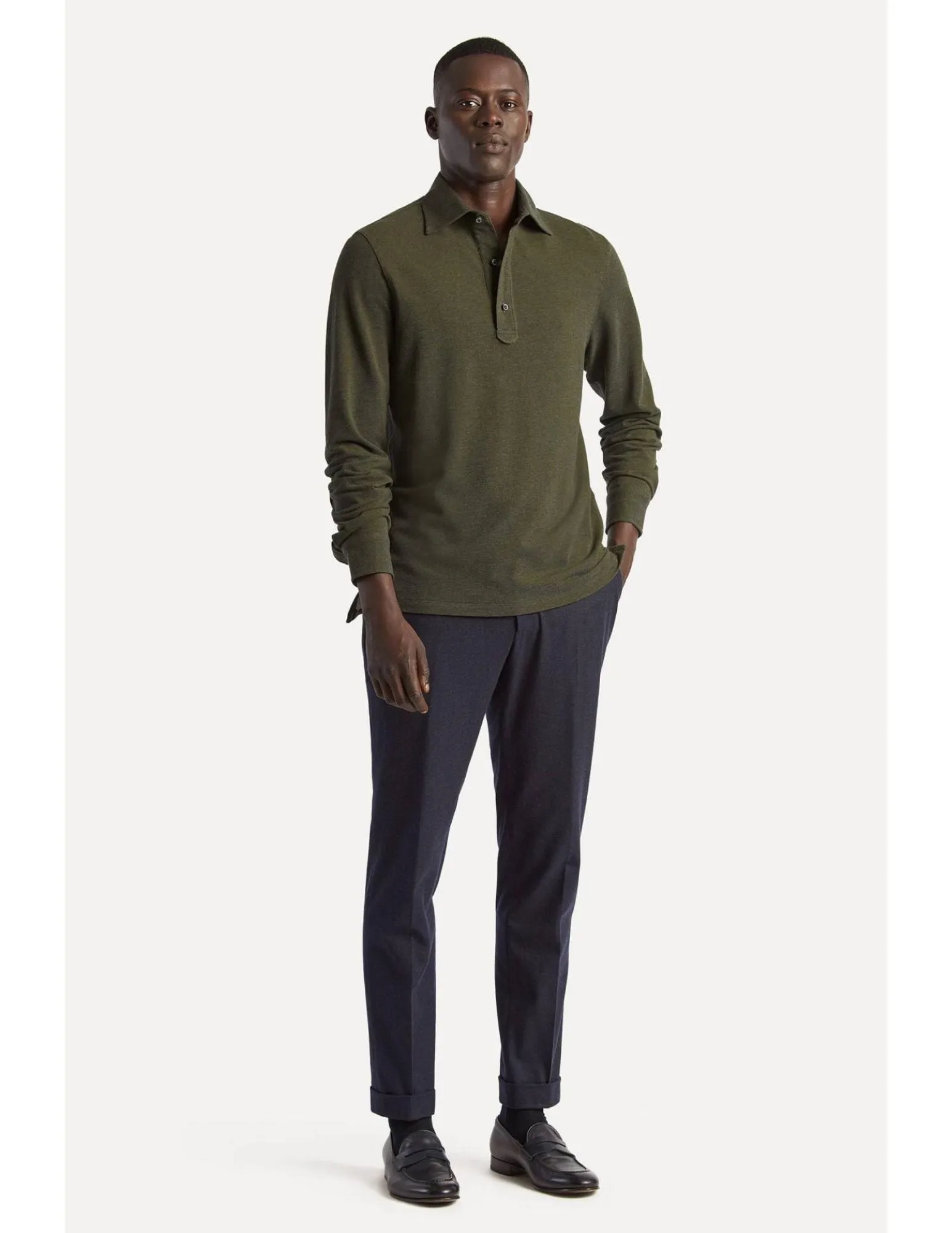 Long Sleeve Polo | Olive