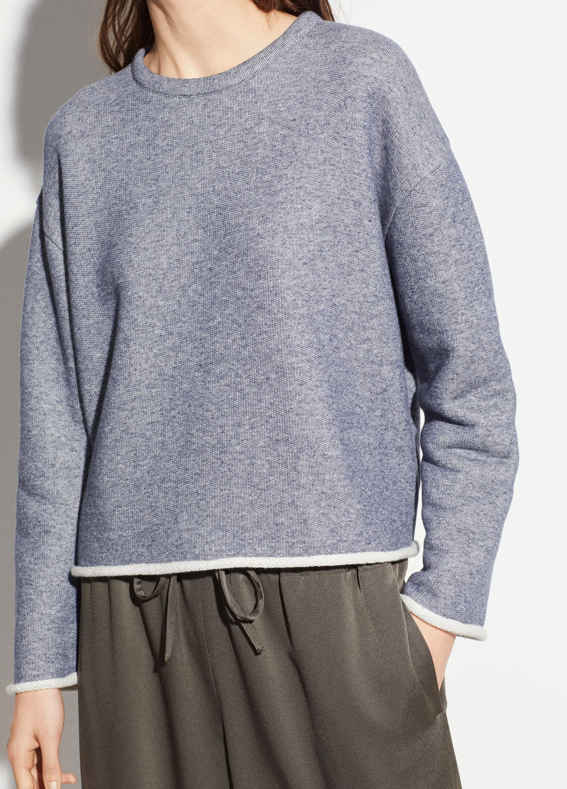 Long Sleeve Pullover in Heather Indigo