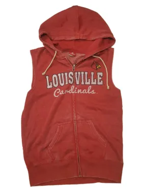 Louisville Cardinals Colosseum WOMEN'S Faded Red Full Zip Sleeveless Hoodie (M)