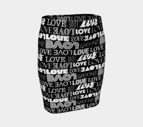 Love Print Fitted Skirt