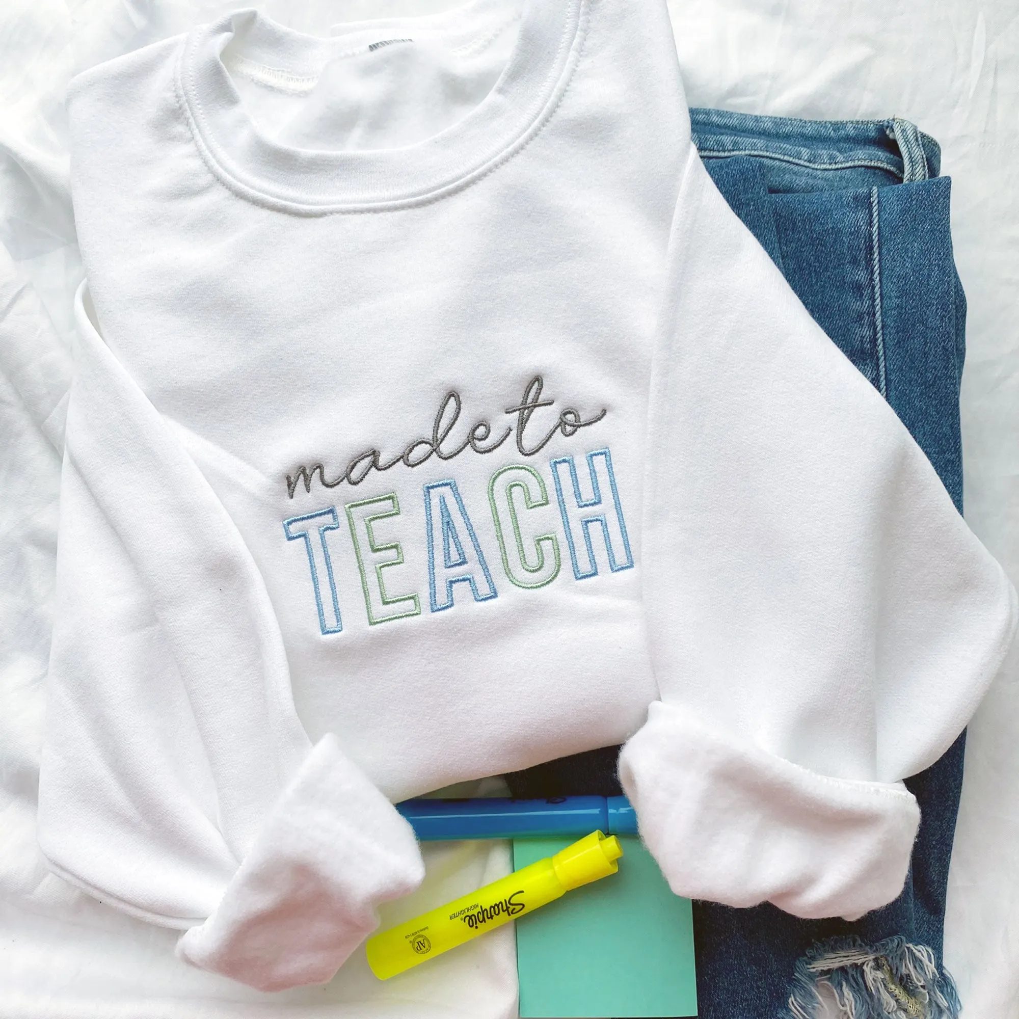 Made to Teach Embroidered Gemma Crewneck Sweatshirt