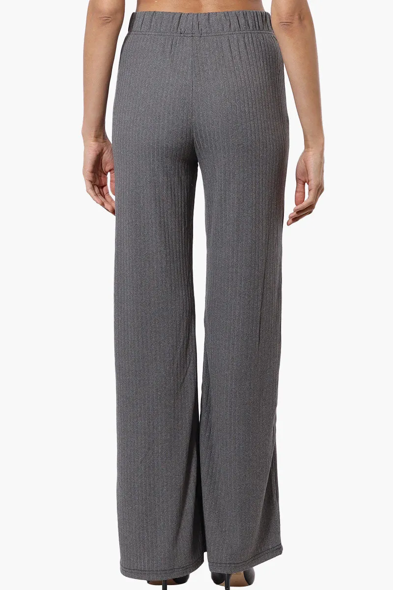 Majora Ribbed Wide Leg Pants - Grey