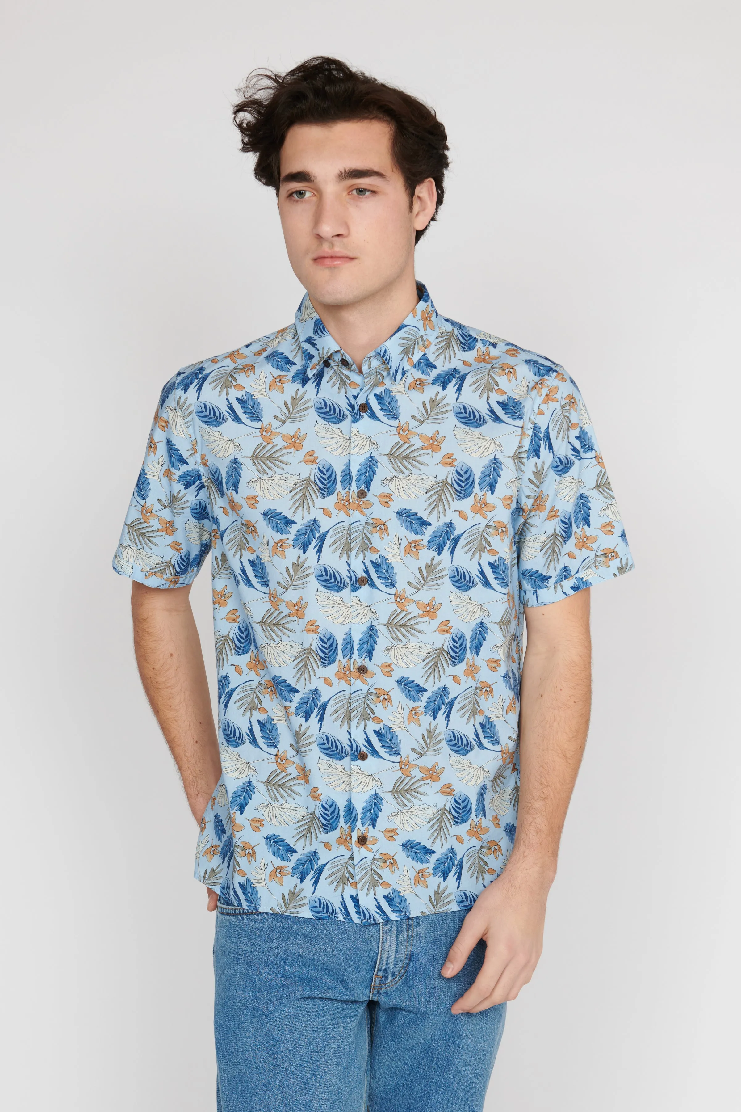 Matinique® MAKlampo BB Luxury Print S/S Shirt/Chambray Blue - HS24 SALE