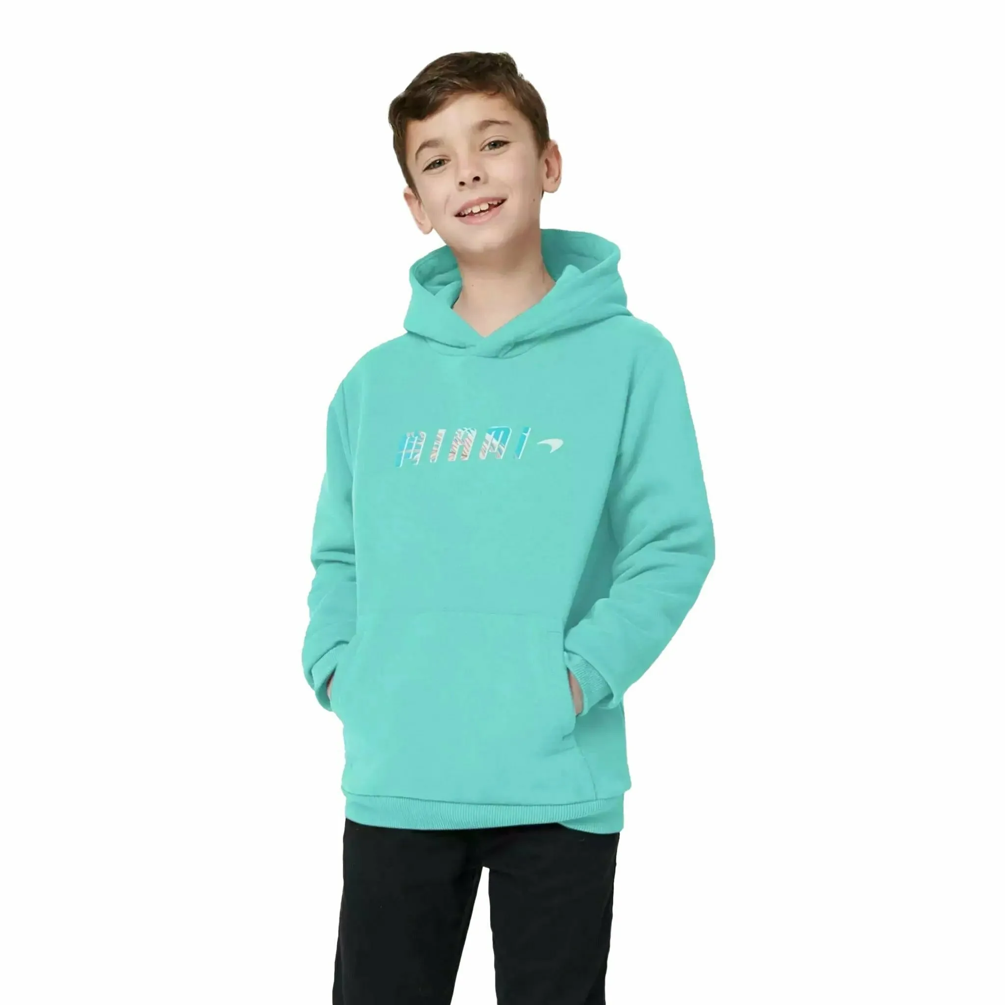 McLaren F1 Kids Miami Miami Palm Graphic Hoodie-Black/Aqua Sky