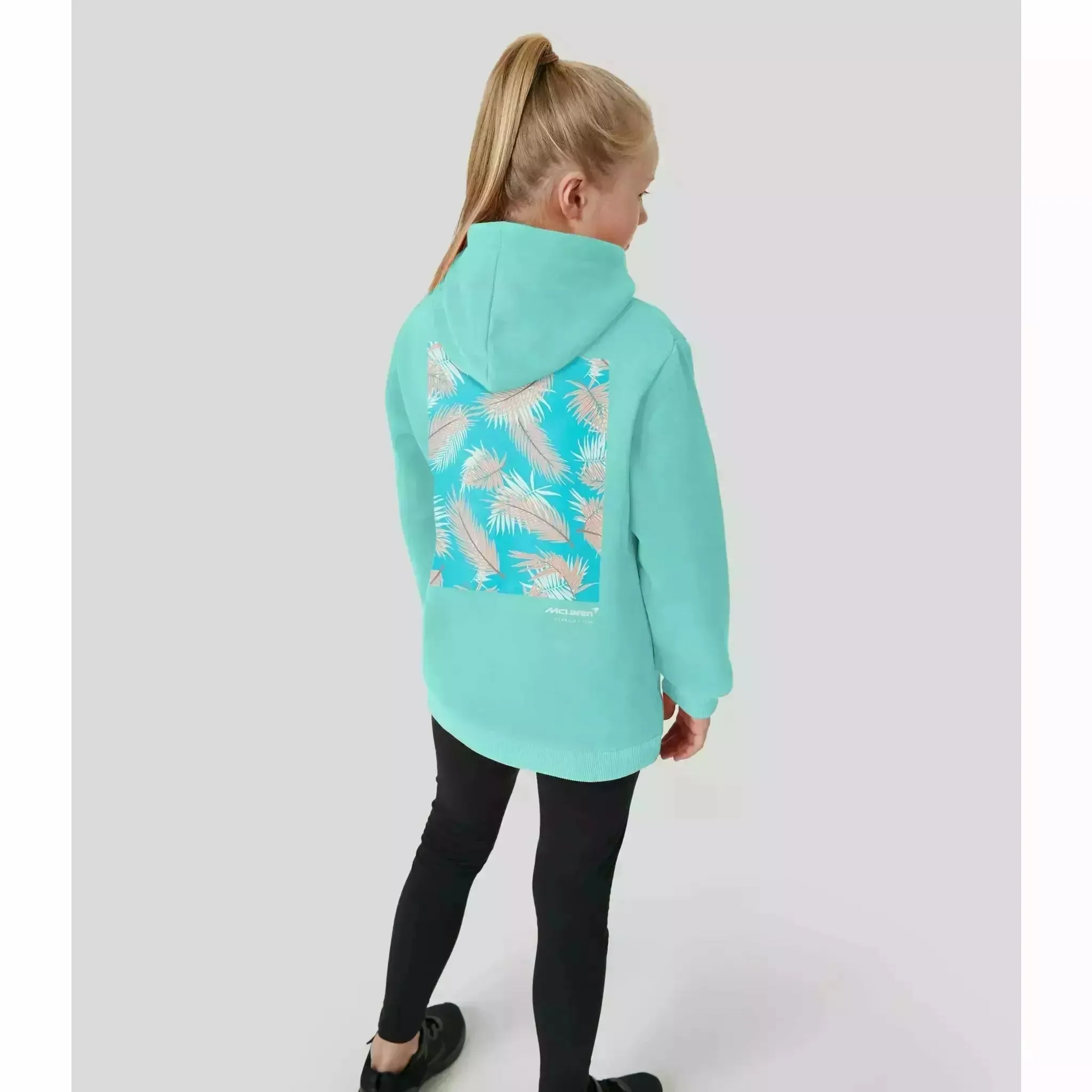 McLaren F1 Kids Miami Miami Palm Graphic Hoodie-Black/Aqua Sky