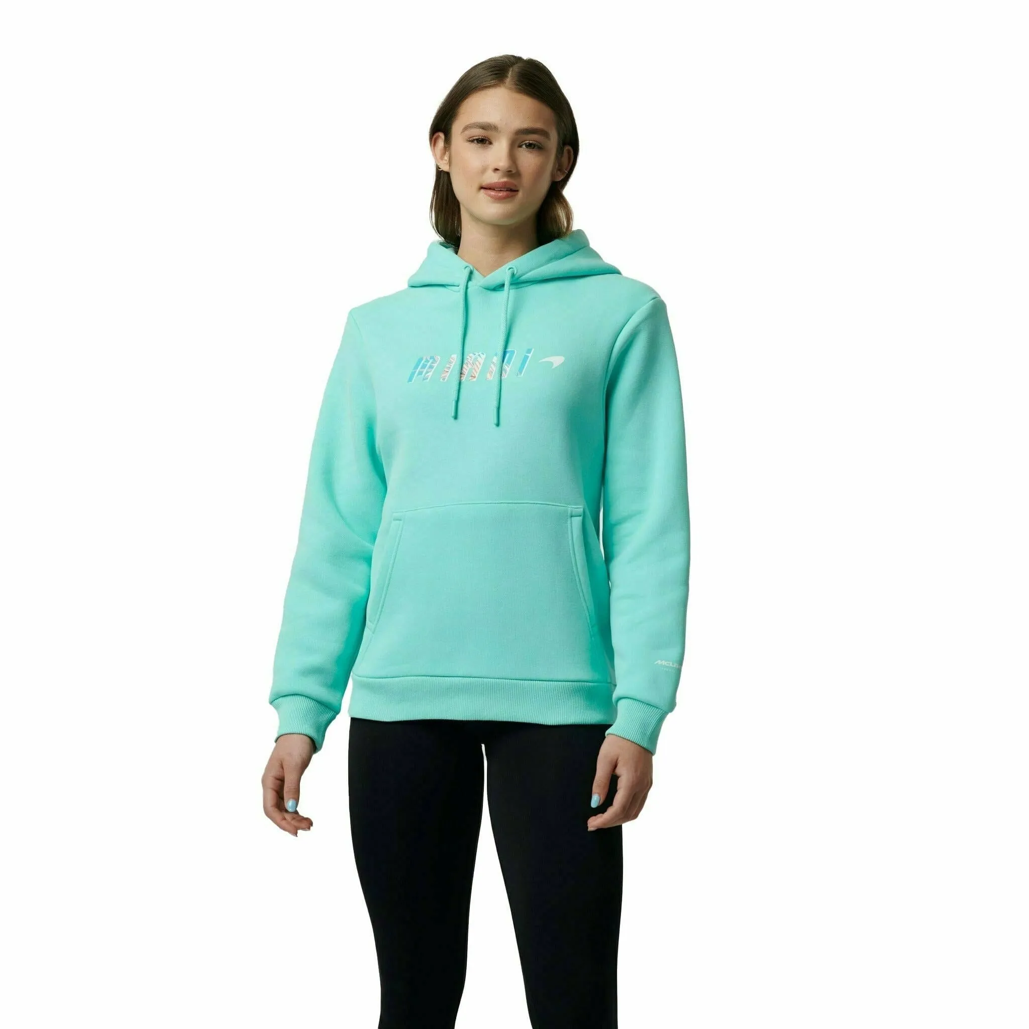 McLaren F1 Women's Miami Palm Graphic Hoodie-Crystal Rose/Aqua Sky