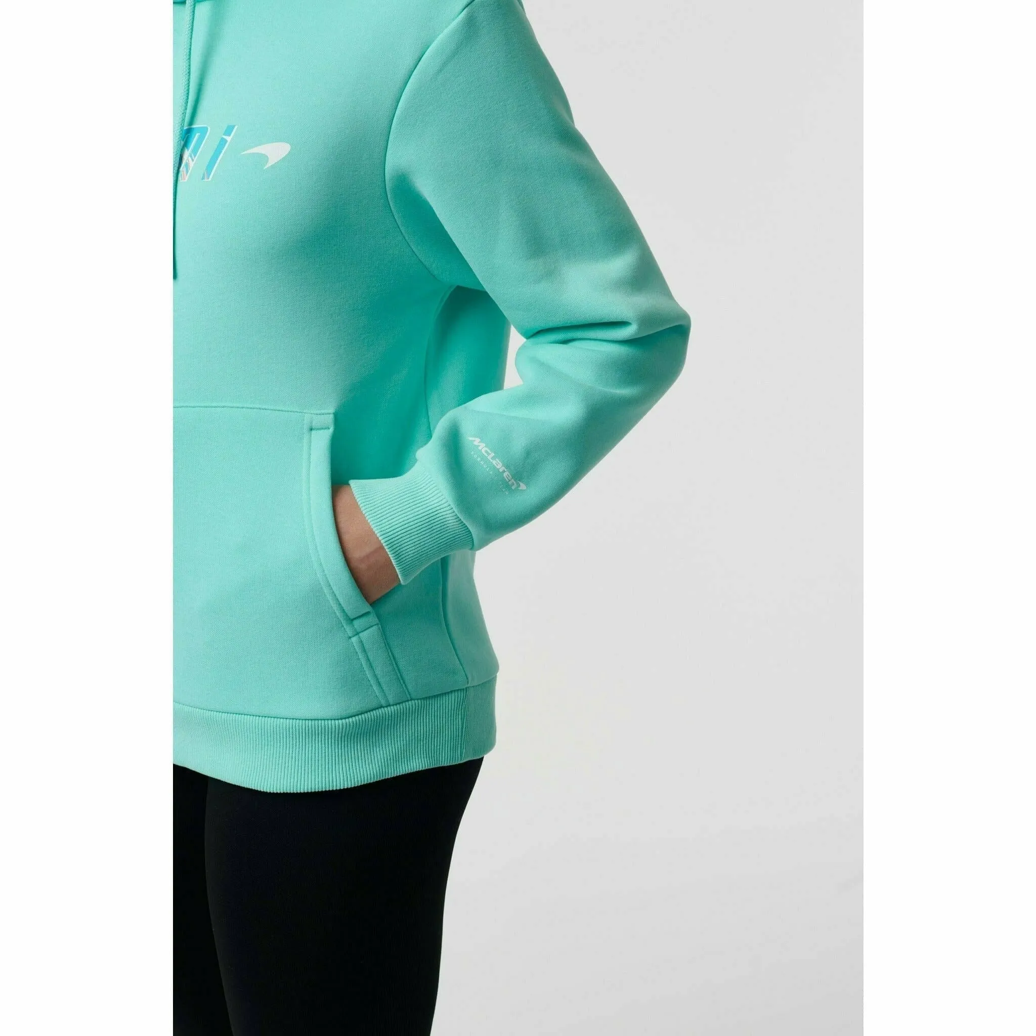 McLaren F1 Women's Miami Palm Graphic Hoodie-Crystal Rose/Aqua Sky