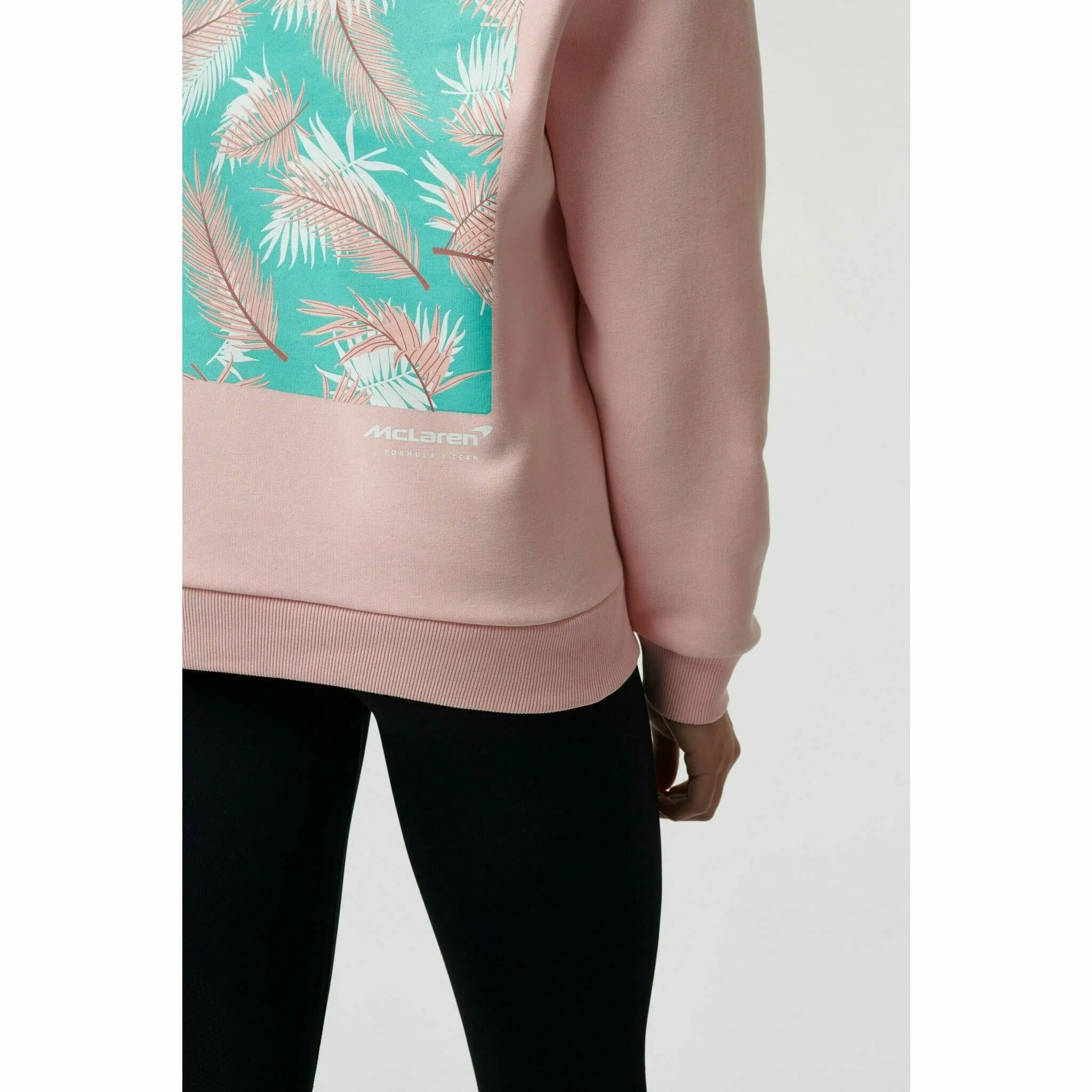 McLaren F1 Women's Miami Palm Graphic Hoodie-Crystal Rose/Aqua Sky