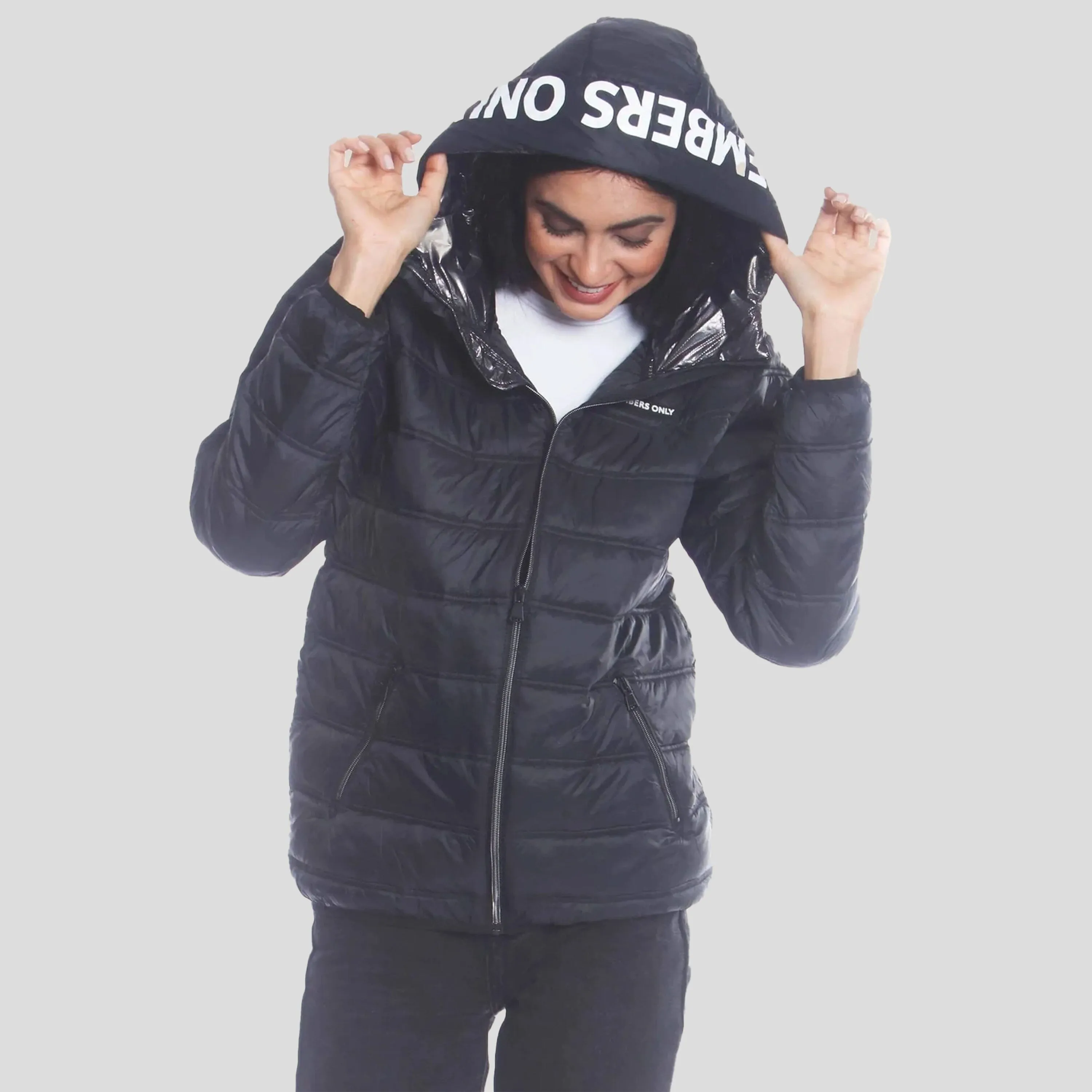 Members Only Women's Solid Packable Oversized Jacket