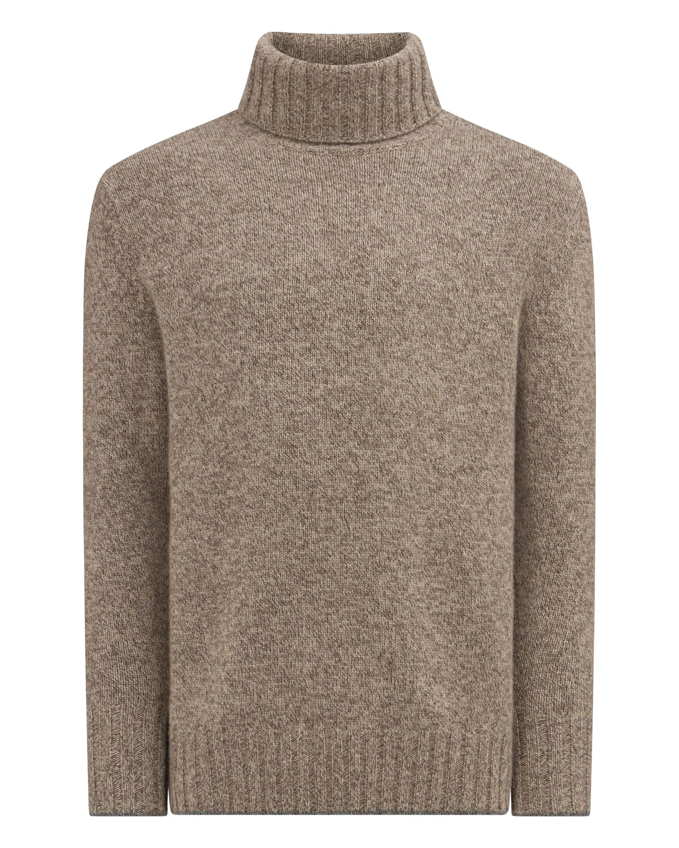 Men's Brompton Marl Turtle Neck Cashmere Sweater Heather Hazel Brown