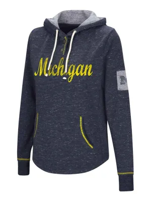 Michigan Wolverines WOMEN Navy Ultra Soft Double Fleece Hoodie Sweatshirt