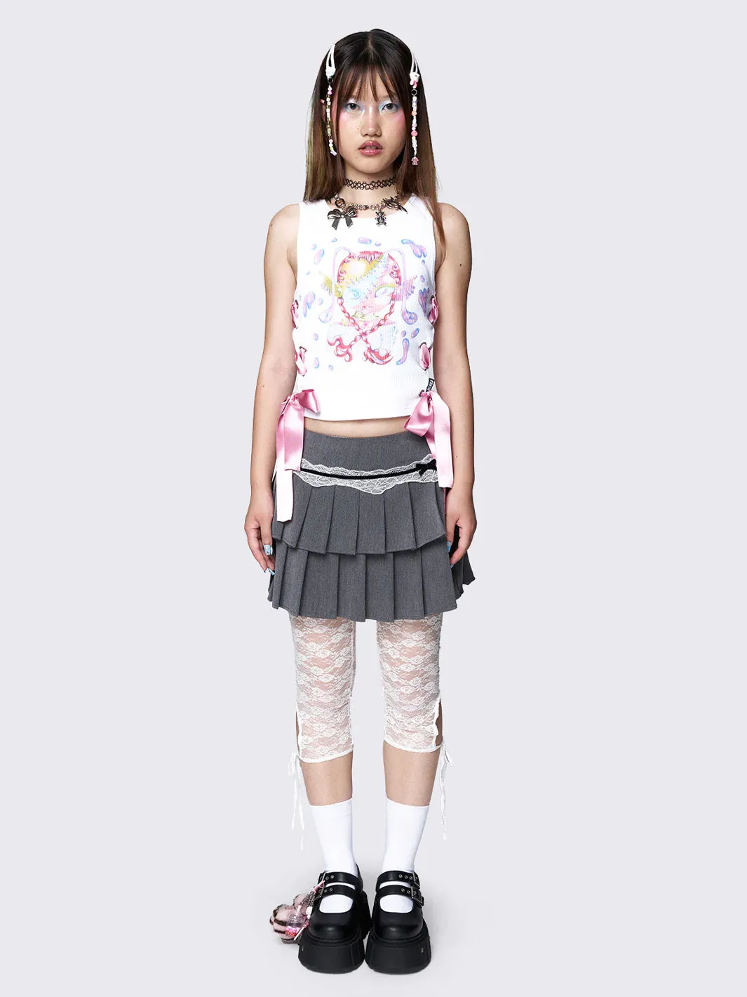 MINGA X EMA GASPAR LACE UP VEST TOP