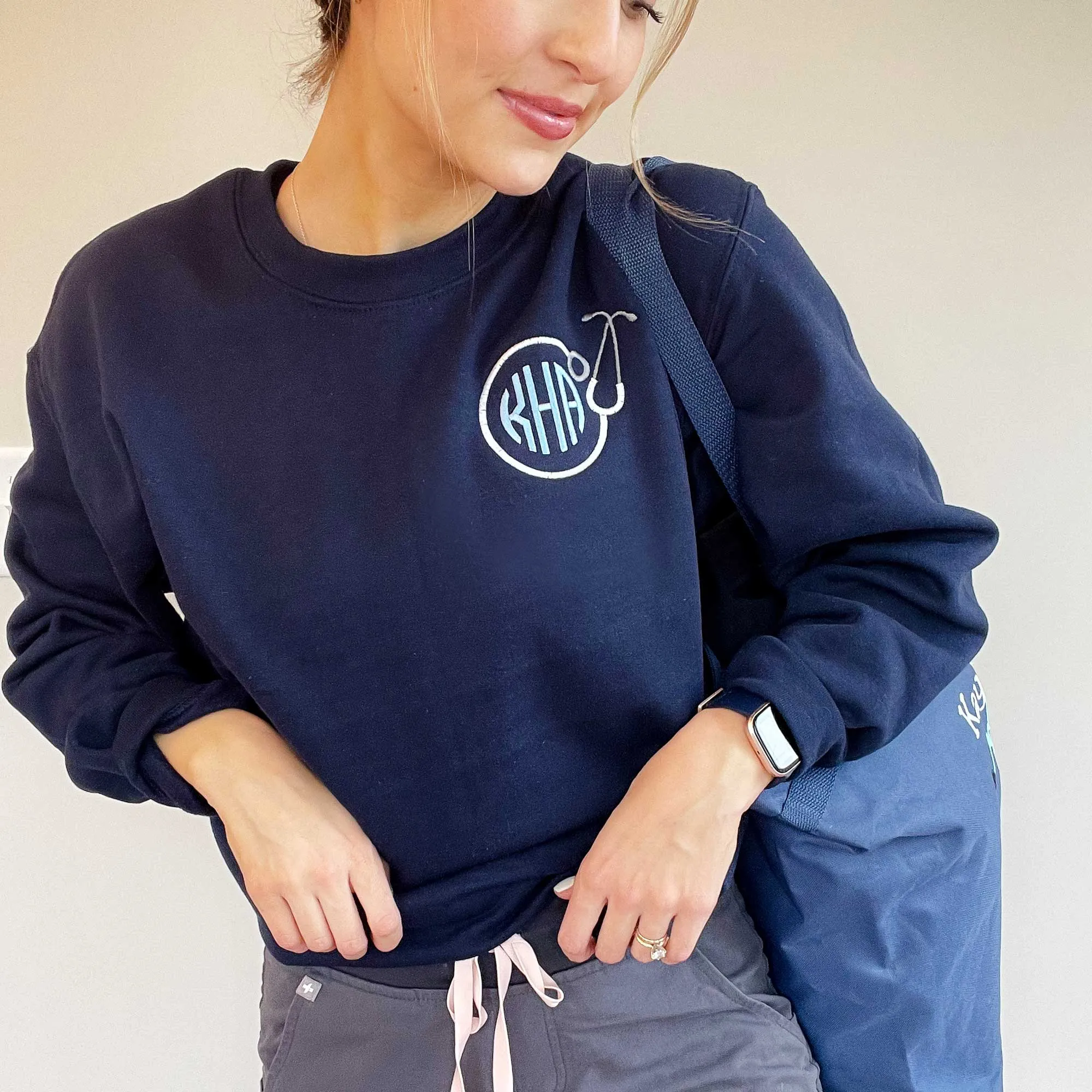 Monogram Circle Stethoscope Crewneck Sweatshirt