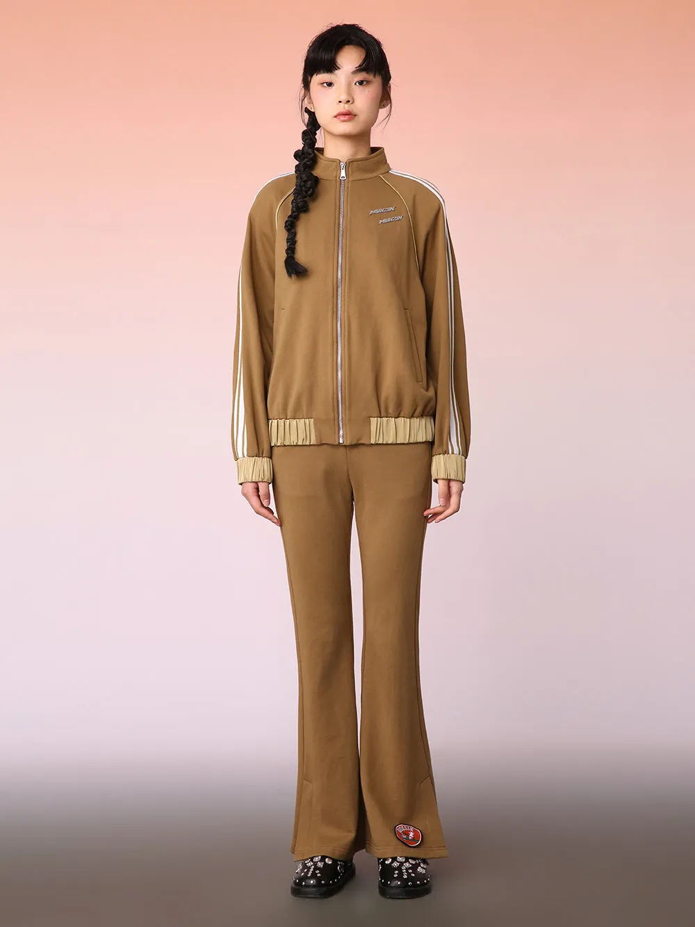 MUKZIN Khaki Oversized Track Jacket with Side Webbing