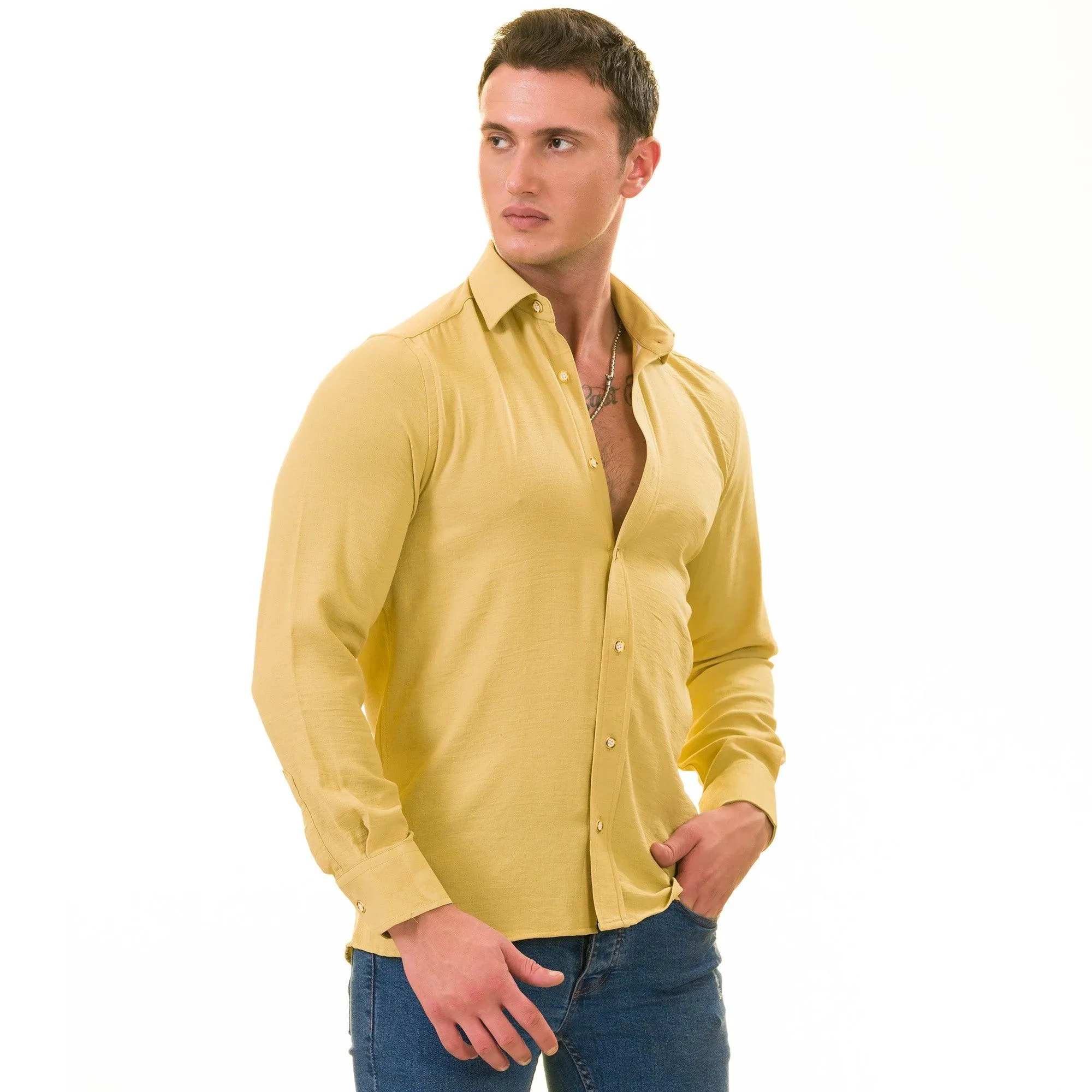 Mustard Luxury Linen Tailor Fit Shirt