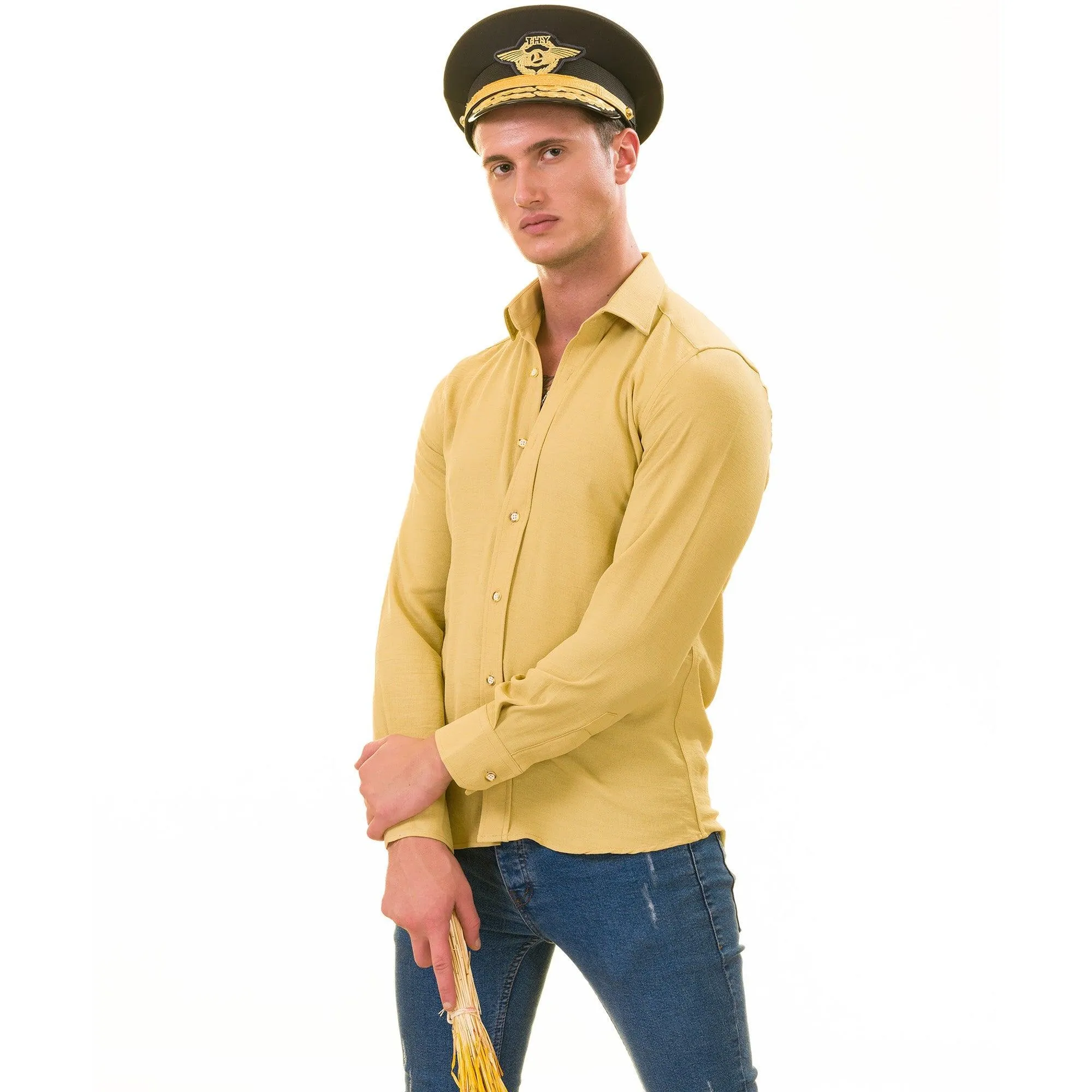 Mustard Luxury Linen Tailor Fit Shirt