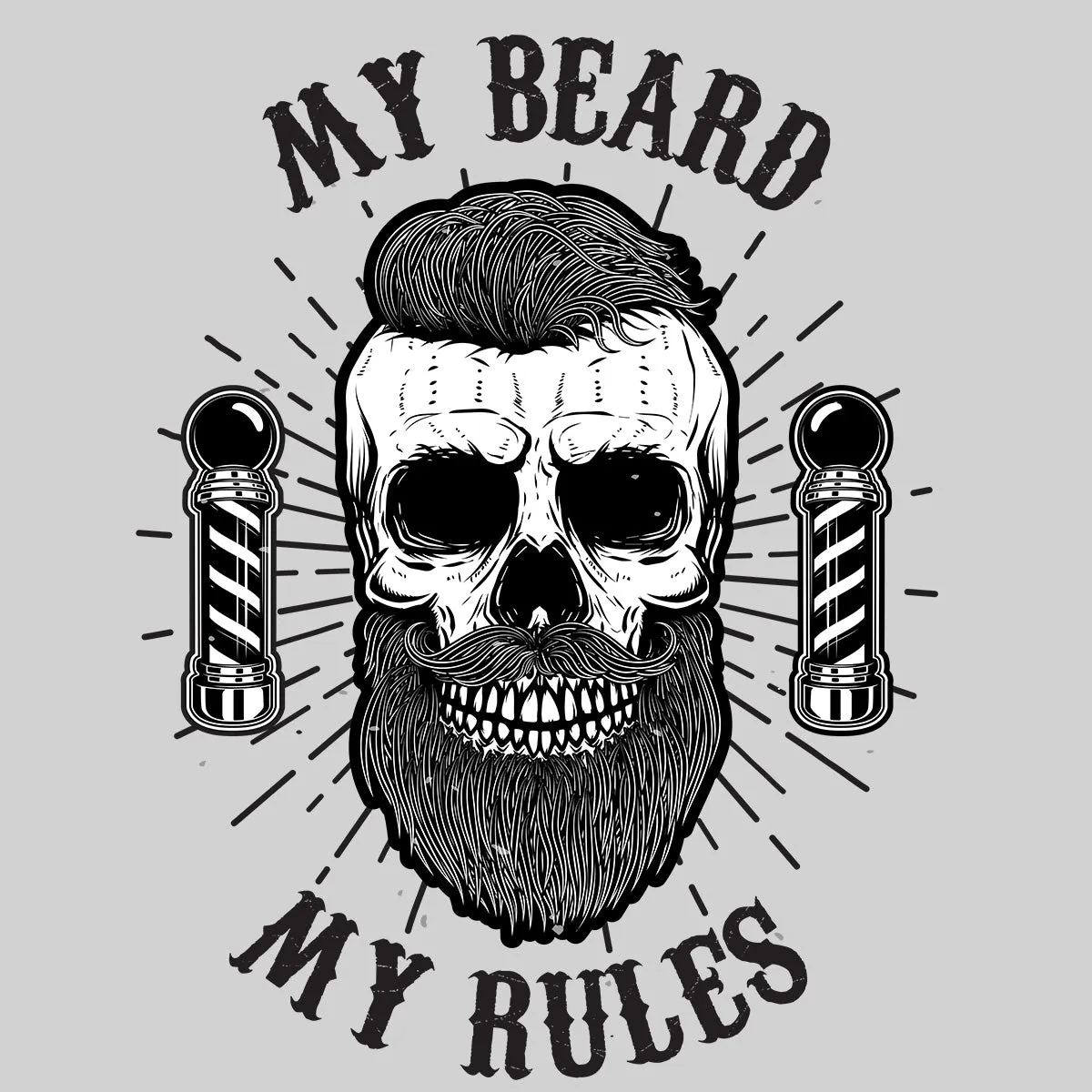 My Beard My Rules Cool Hipster Skull White and Black Tank Top