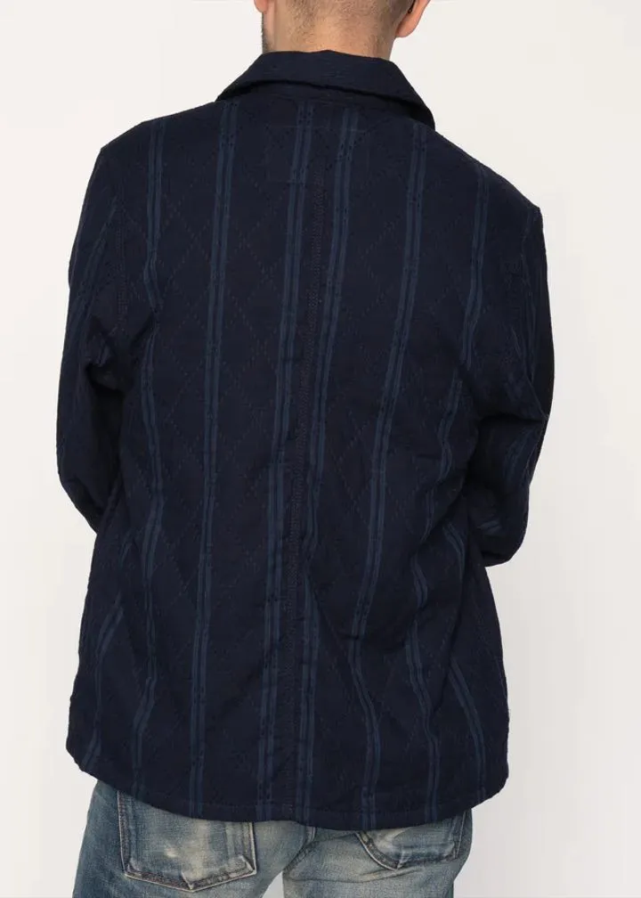 Naked & Famous Chore Coat - Sashiko Double Gauze - Indigo Stripe