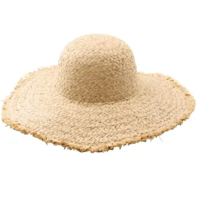 Natural Woven Frayed Edge Straw Hat