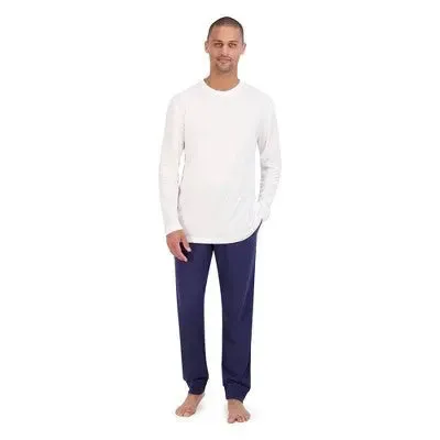 New - Hanes Premium Men's 2pc Super Soft French Terry Sleep Pajama Set - Indigo S