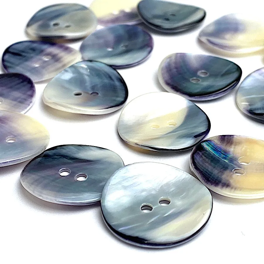 New Size, Mermaid's Indigo 7/8" Shell Buttons, 22mm, Pack of 12   #KB919