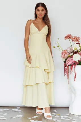 New Vibes Layered Hem Maxi Dress Lemon