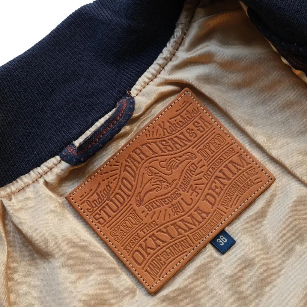 OD SDA "Kasezome" Indigo x Kakishibu Sashiko Selvedge Bomber Jacket