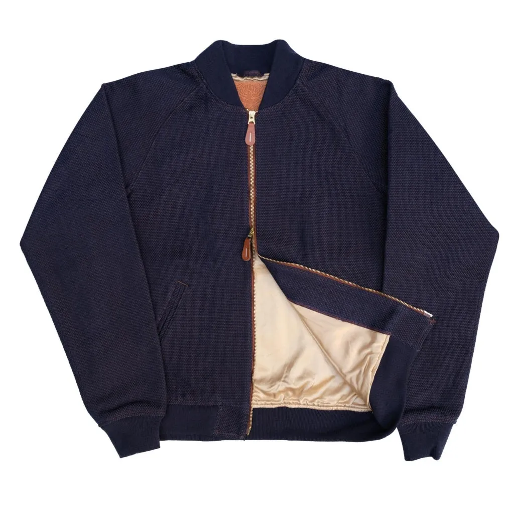 OD SDA "Kasezome" Indigo x Kakishibu Sashiko Selvedge Bomber Jacket