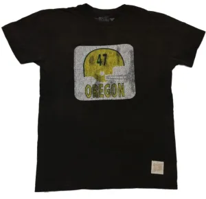 Oregon Ducks Football Helmet Retro Brand Vintage Wash Black T-Shirt (M)