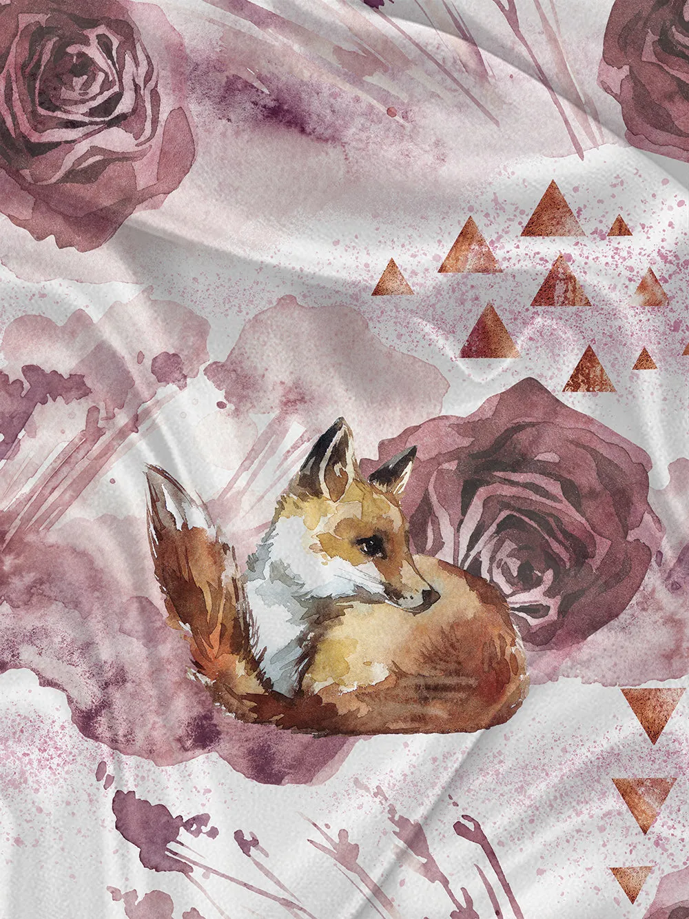 Panneau pour Serviette et Couverture Renard triangle floral