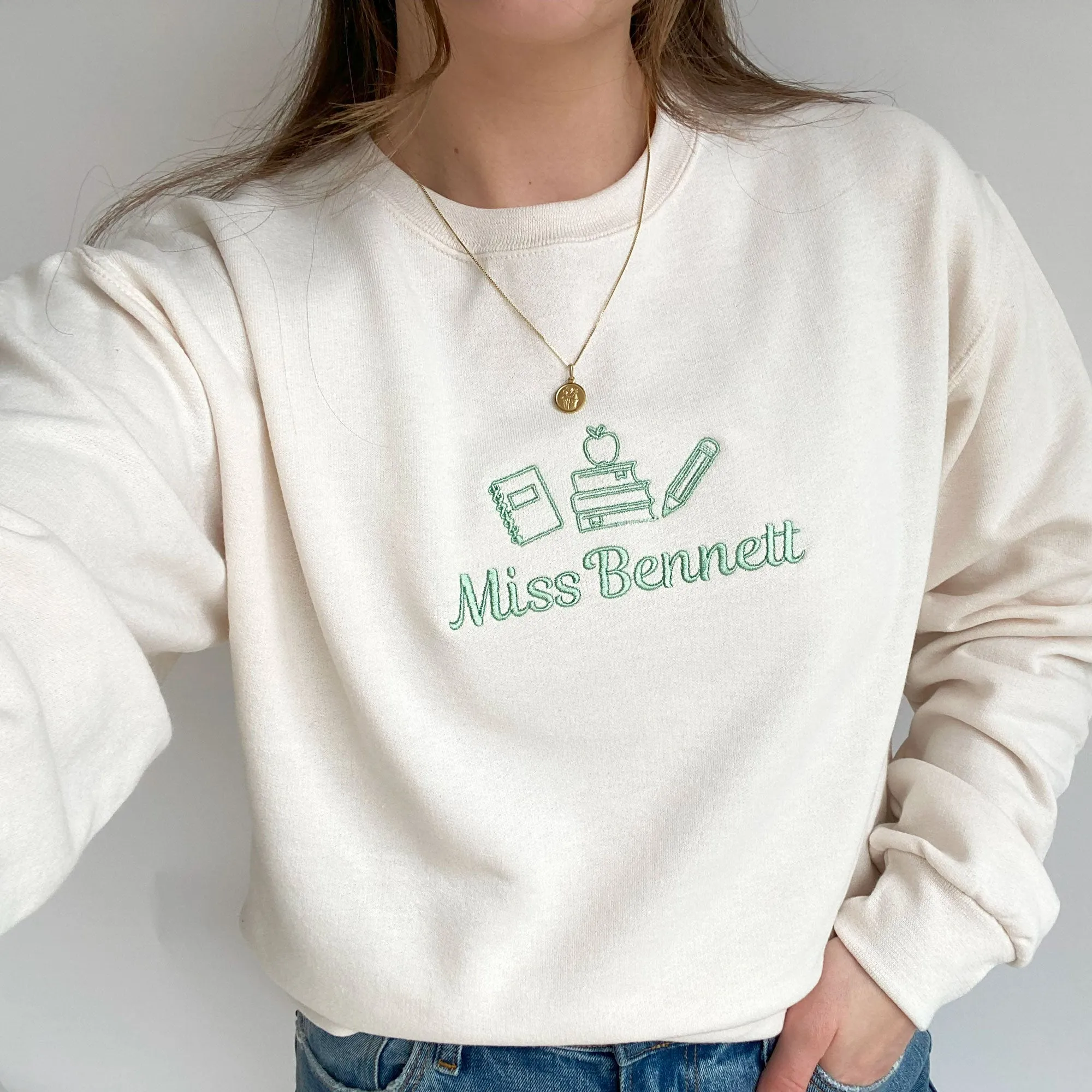 Personalized Teacher Subject Icons Gemma Crewneck Sweatshirt