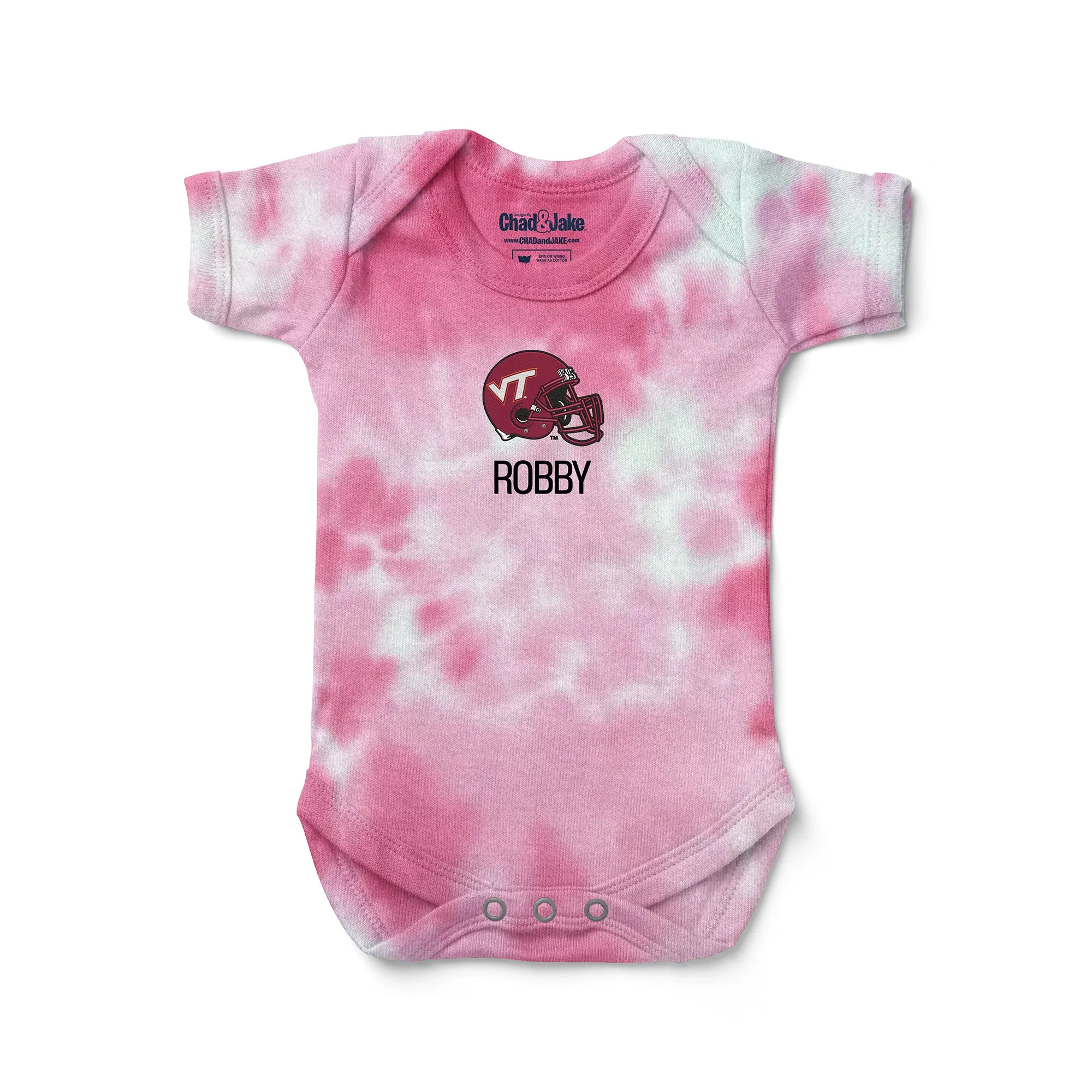 Personalized Virginia Tech Hokies Helmet Tie Dye Bodysuit