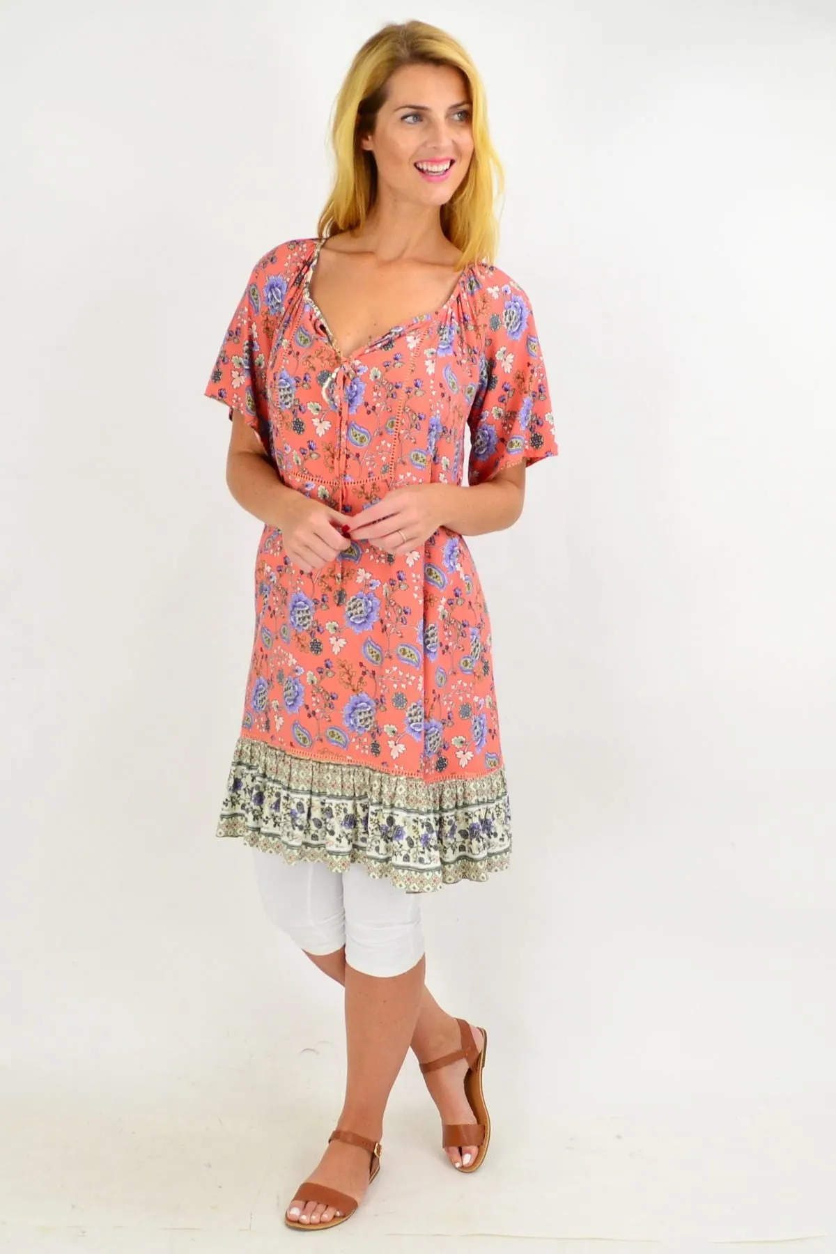 Pink Paisley Flowy Tunic Dress