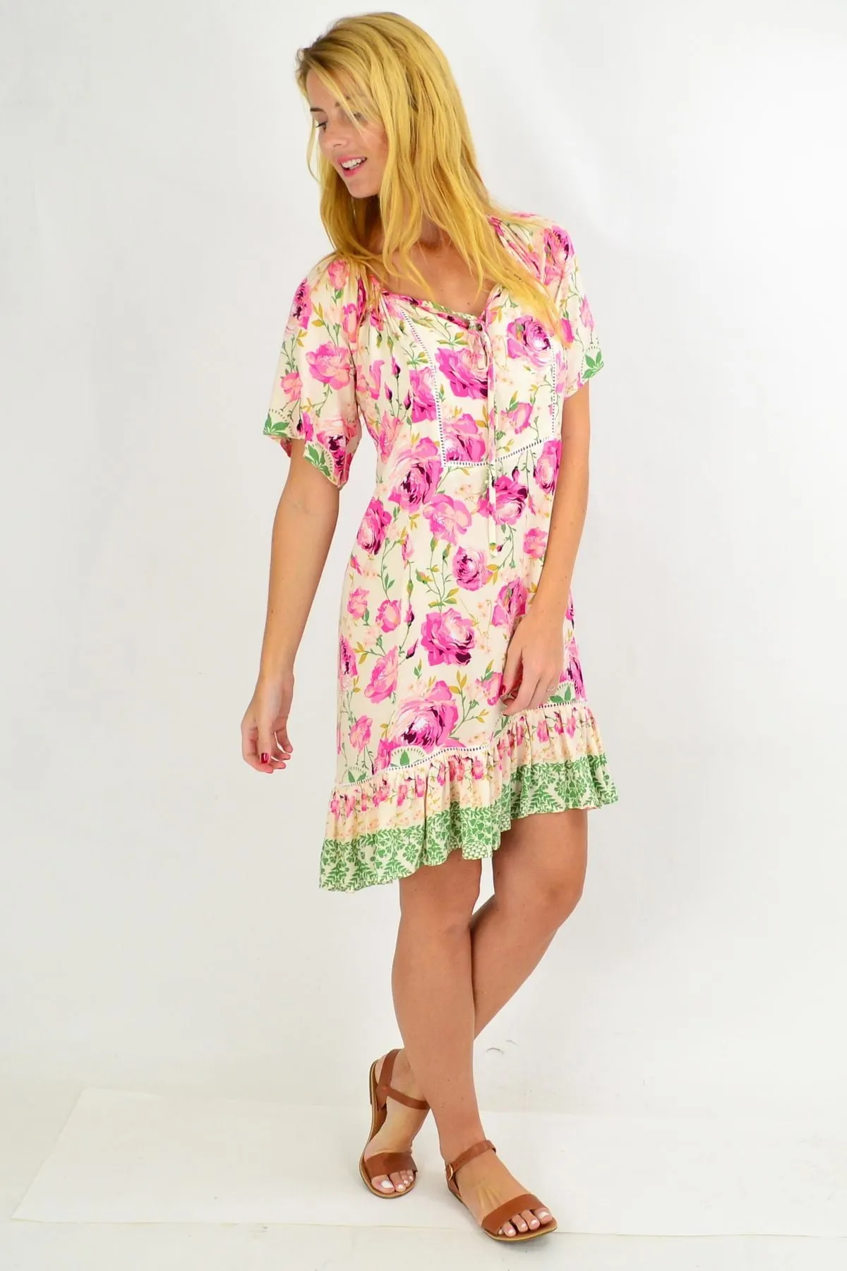 Pink Rose Flowy Tunic Dress