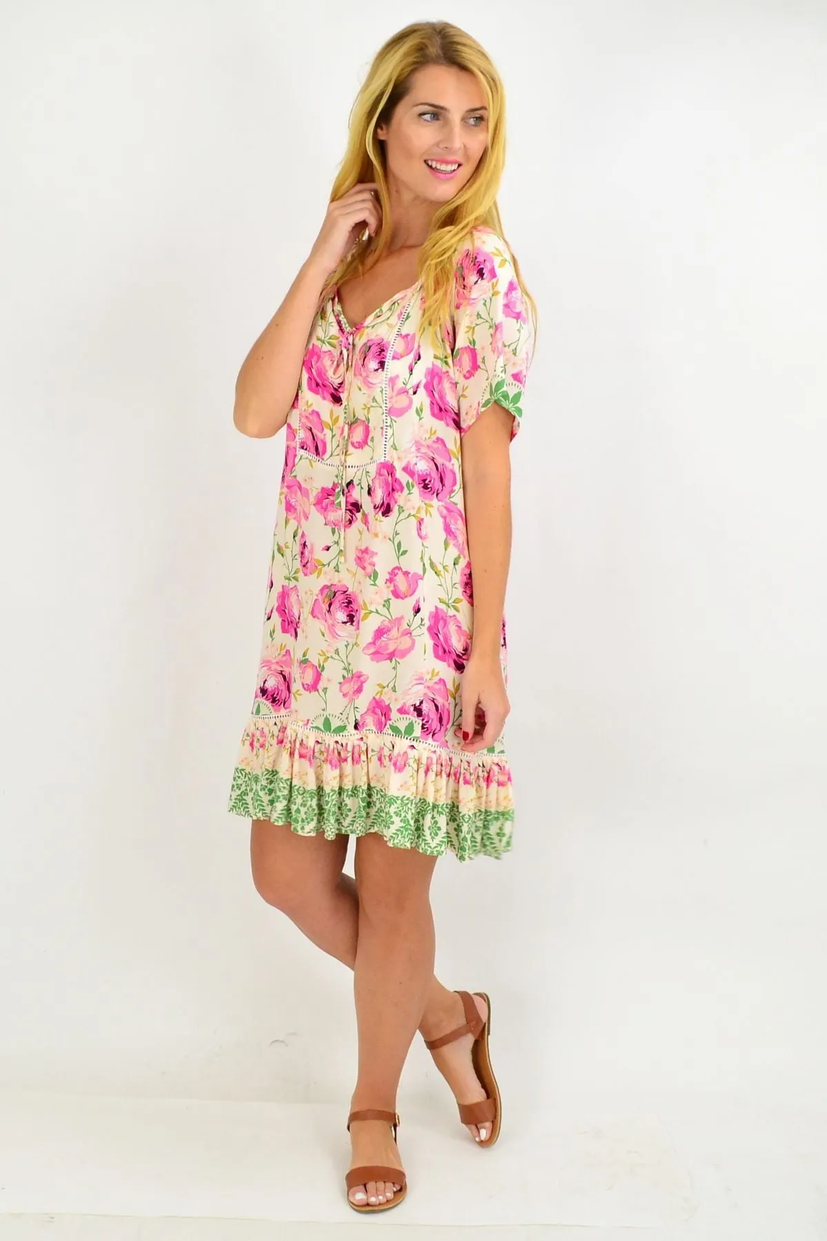 Pink Rose Flowy Tunic Dress